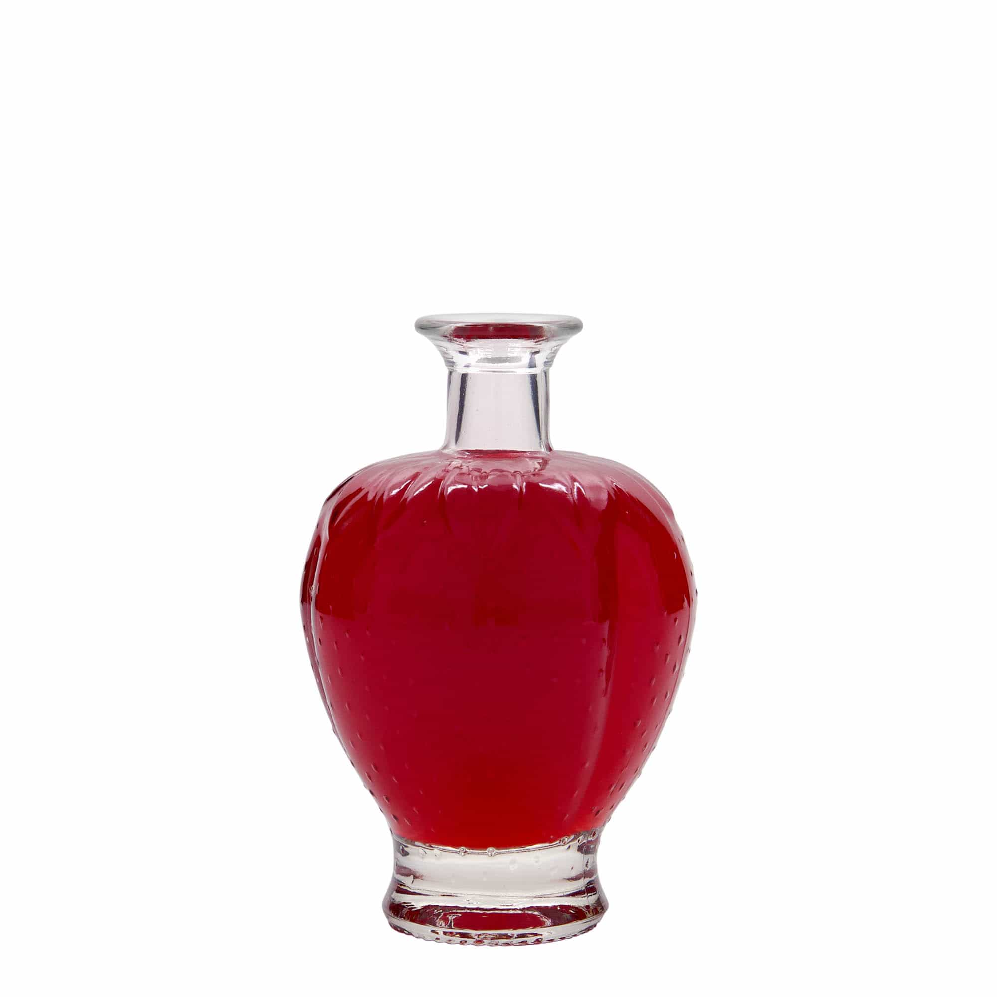 Bottiglia di vetro da 200 ml 'Fragola', bocca: tappo di sughero Bottiglia di vetro da 200 ml 'Fragola', bocca: tappo di sughero