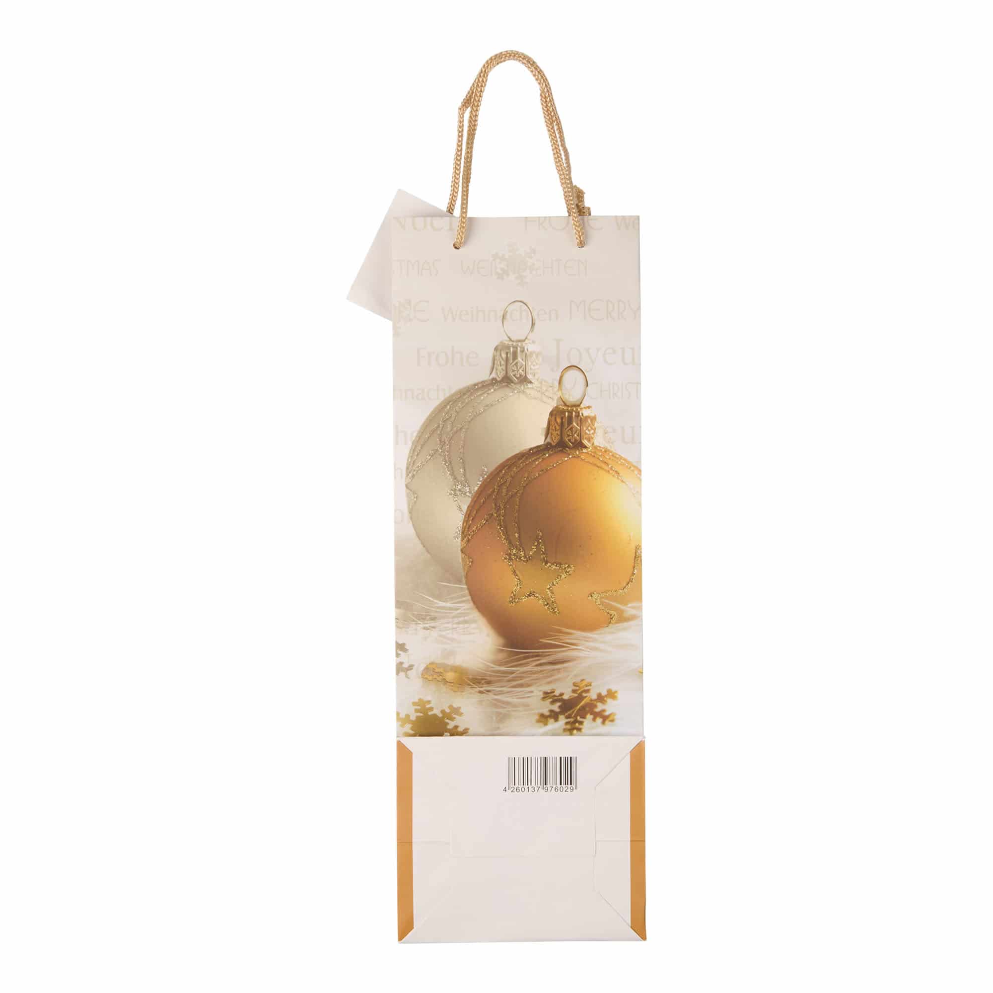 Borsa per bottiglie, quadrata, carta, oro