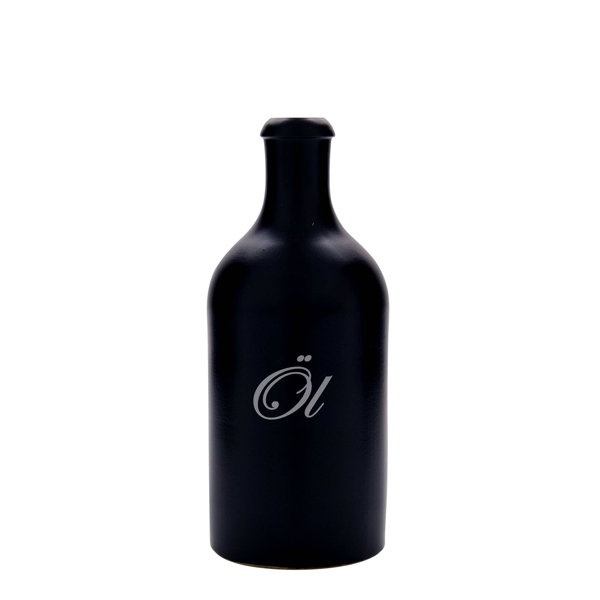 Boccale da 500 ml, motivo: olio, gres, nero, bocca: sughero
