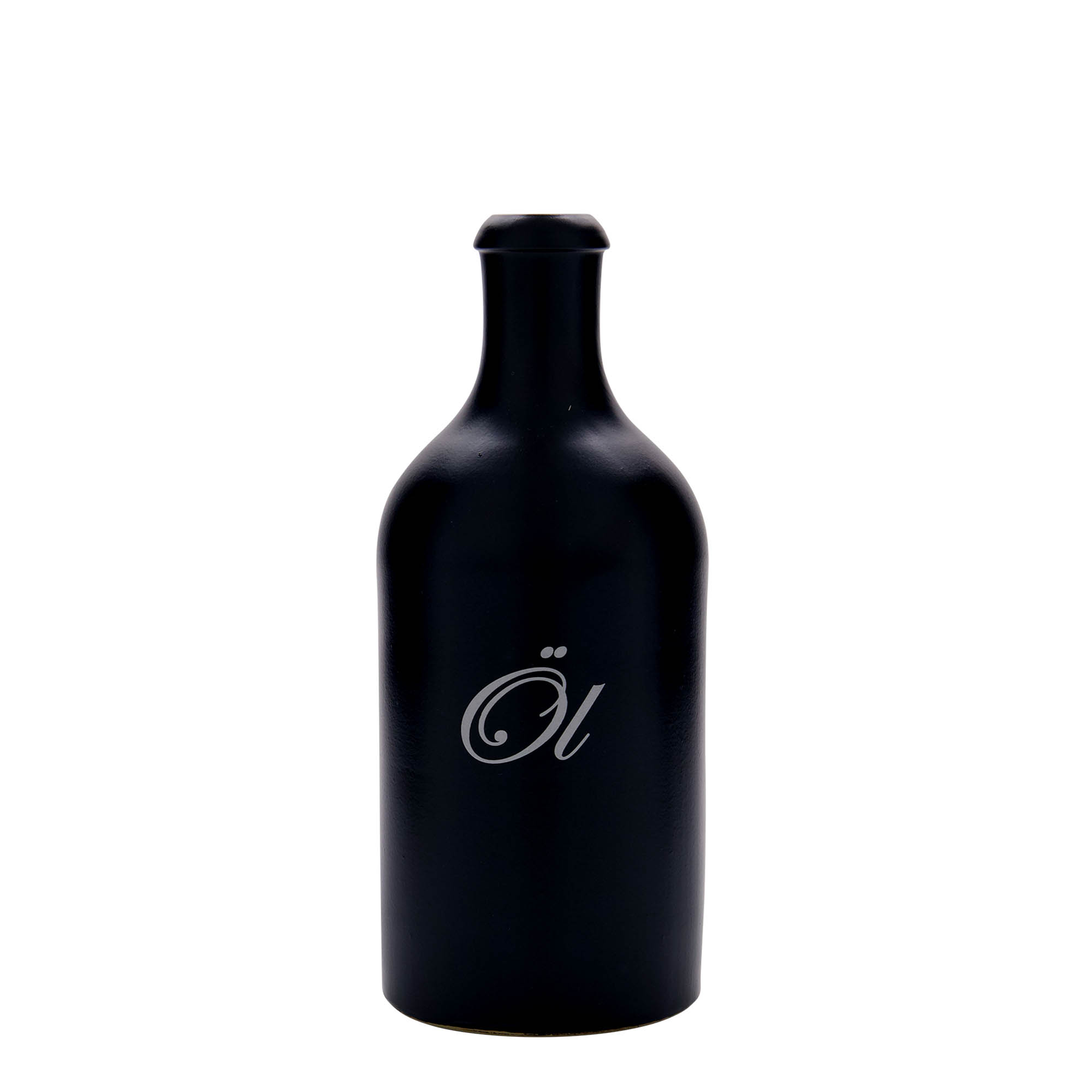 Boccale da 500 ml, motivo: olio, gres, nero, bocca: sughero Boccale da 500 ml, motivo: olio, gres, nero, bocca: sughero