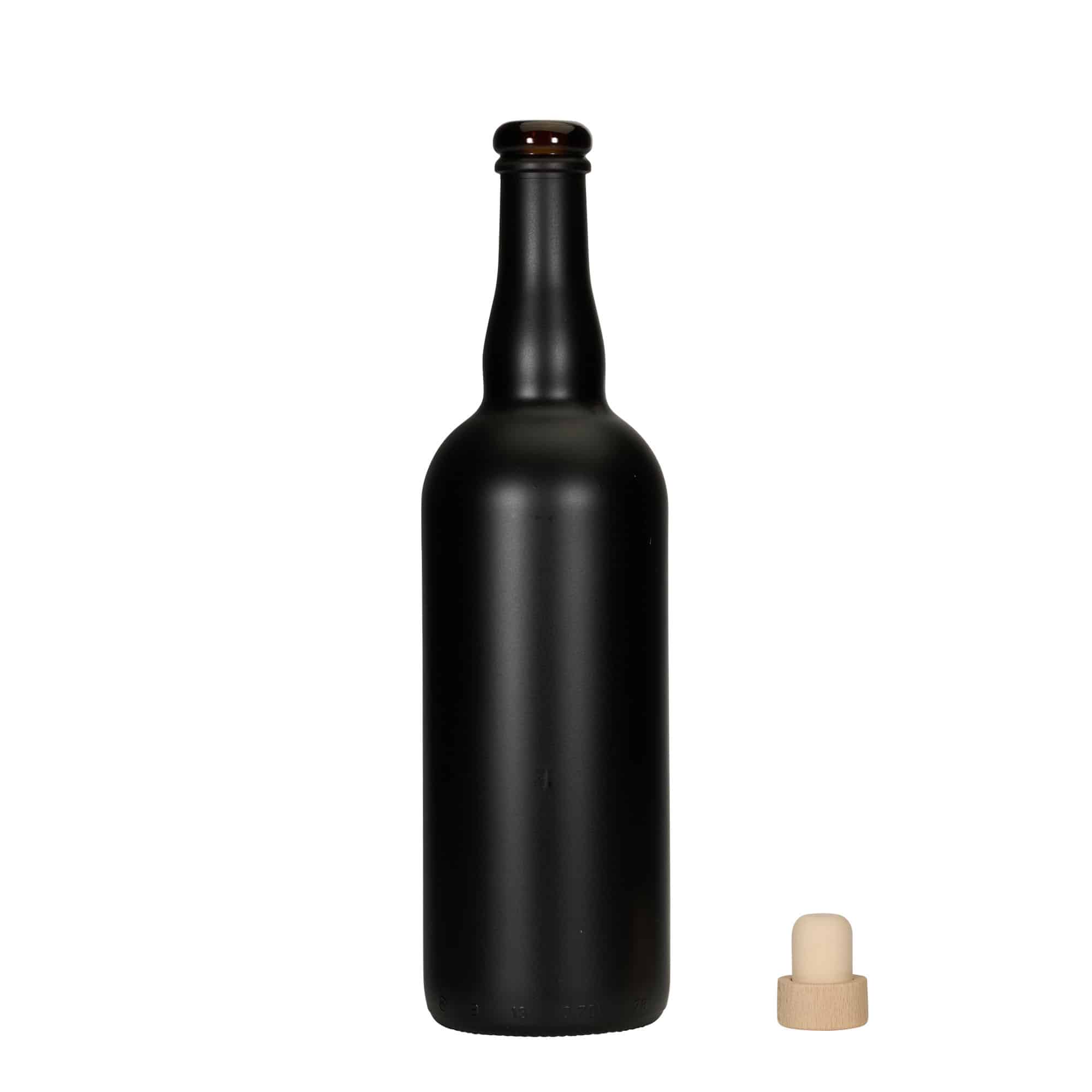 Bottiglia di birra 750 ml Belgio, vetro, nero, bocca: tappo di sughero