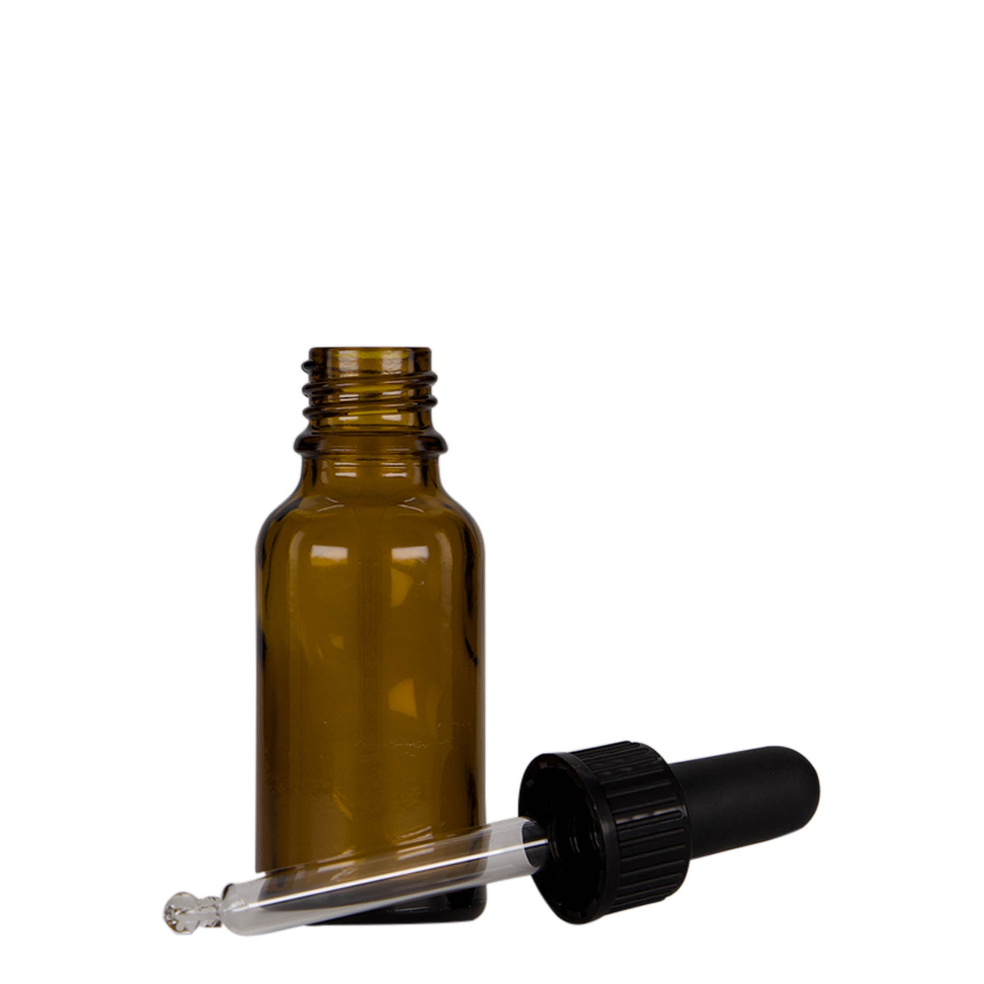 20 ml flacone con contagocce medico, vetro, marrone-nero, bocca: DIN 18