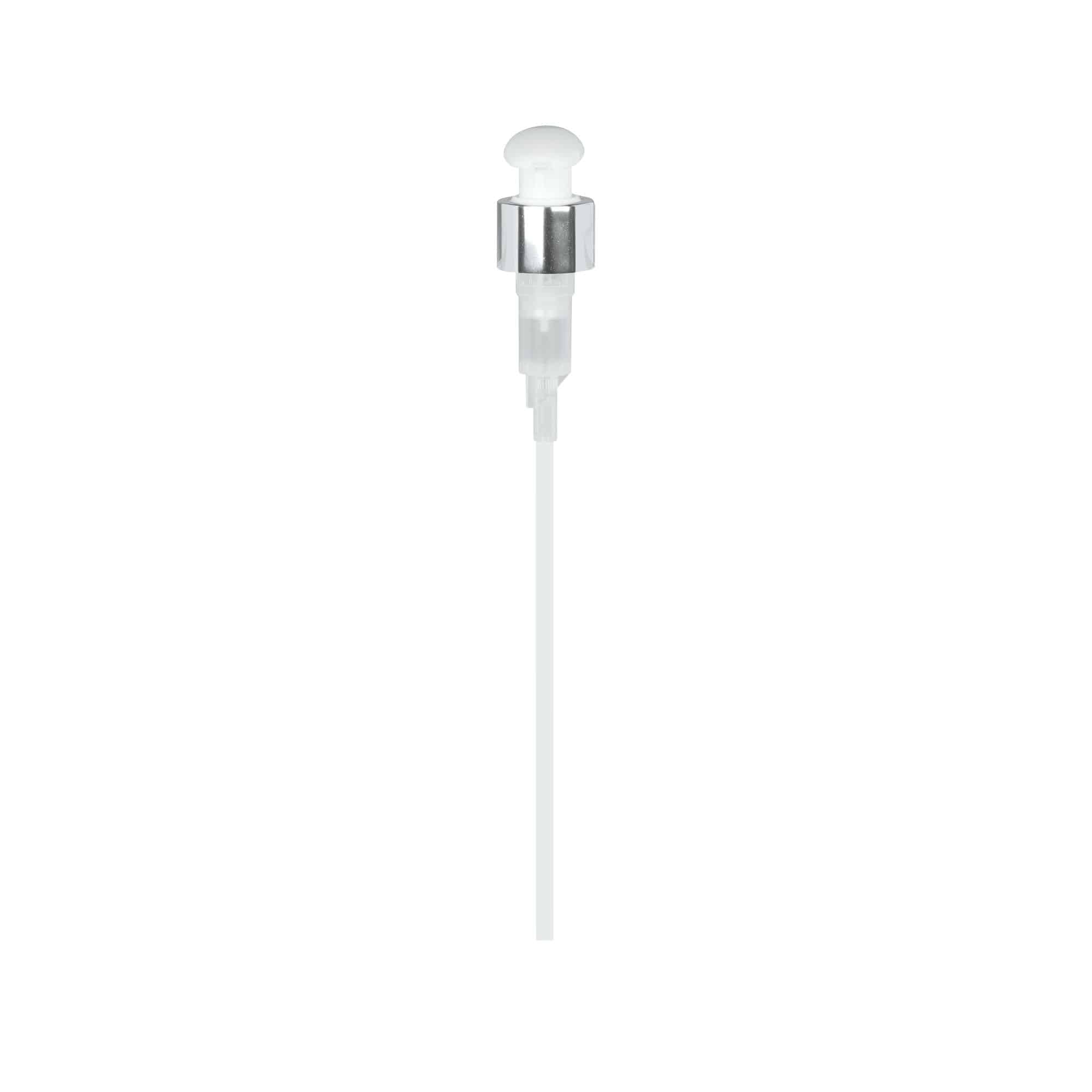 Tappo a vite dispenser a pompa, plastica PP, bianca, per imboccatura: 24/410 Tappo a vite dispenser a pompa, plastica PP, bianca, per imboccatura: 24/410
