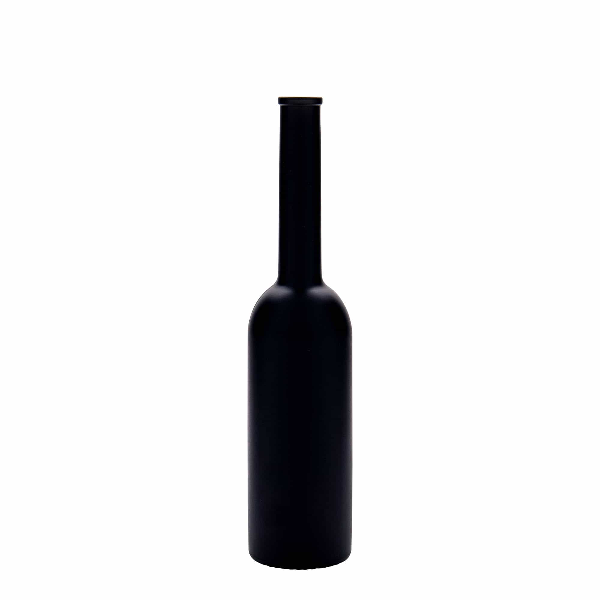 200 ml Bottiglia di vetro 'Opera', nero, imboccatura: fascetta