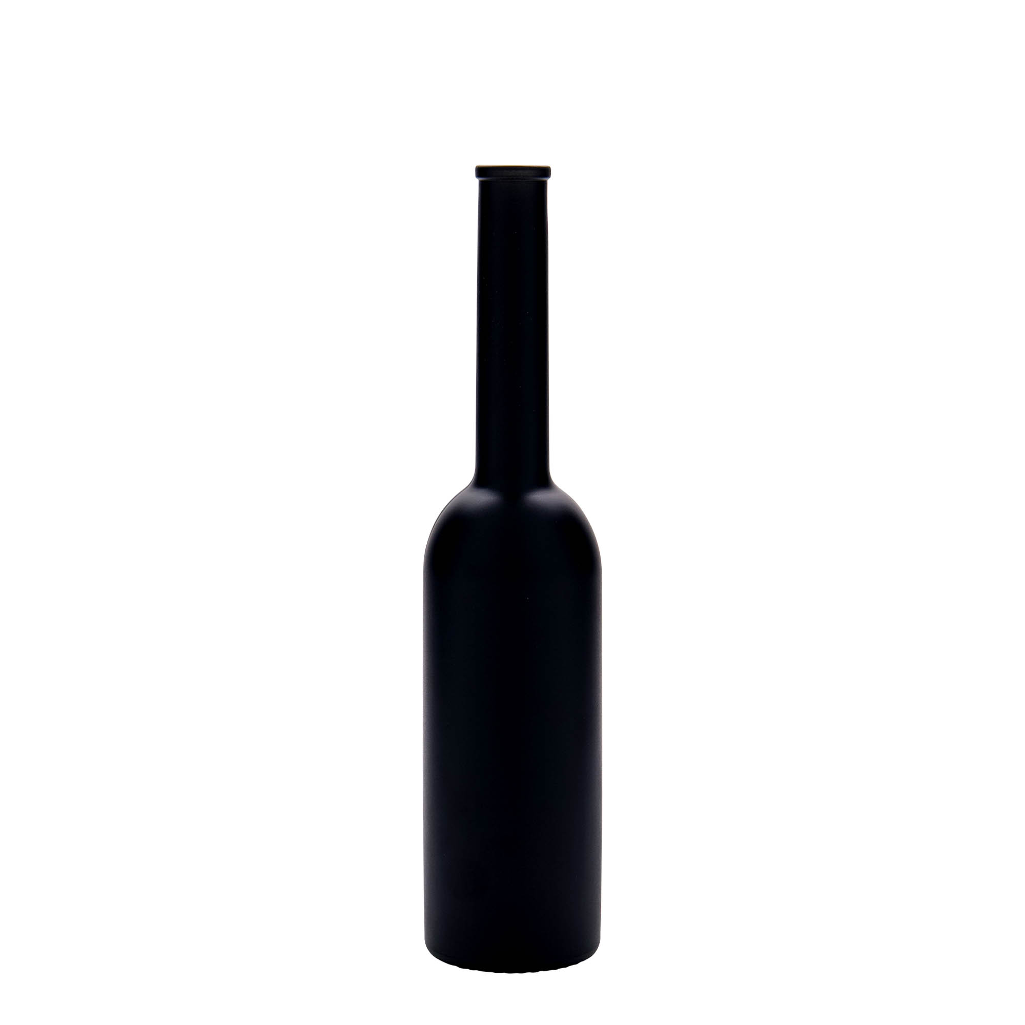Bottiglia di vetro da 200 ml 'Opera', nera, bocca: sughero Bottiglia di vetro da 200 ml 'Opera', nera, bocca: sughero