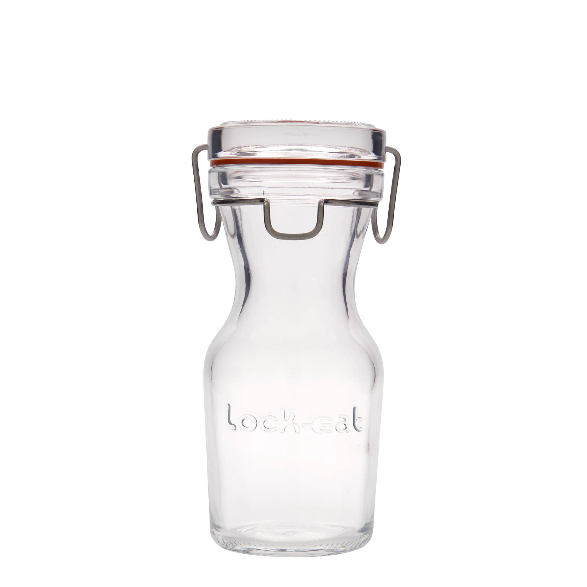 Caraffa in vetro da 250 ml 'Lock-Eat', bocca: chiusura a gancio metallico