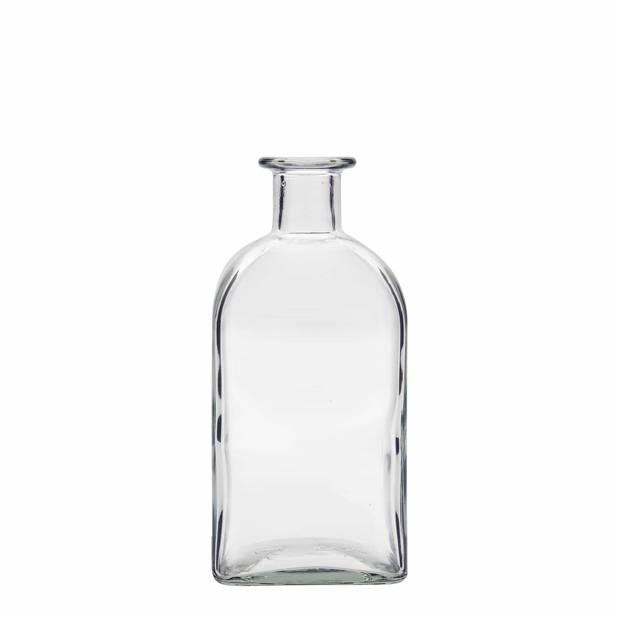 Bottiglia di vetro da 500 ml Apotheker Carré, quadrata, bocca: sughero