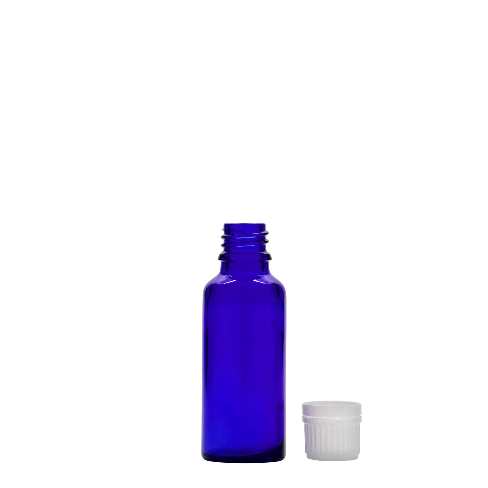 30 ml Boccetta di vetro, blu reale, imboccatura: DIN 18