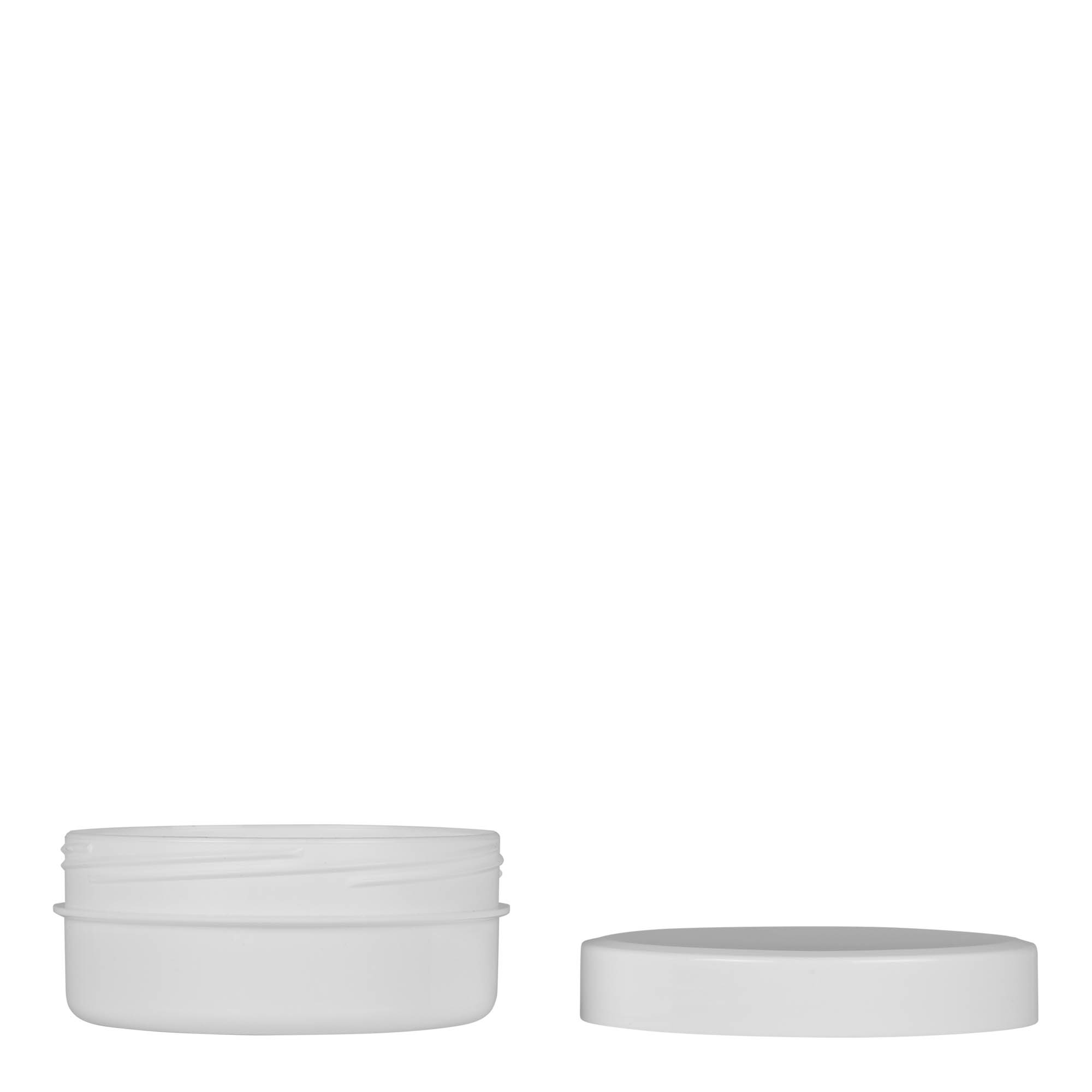 125 ml barattolo in plastica 'White Line', PP, bianco, bocca: chiusura a vite 125 ml barattolo in plastica 'White Line', PP, bianco, bocca: chiusura a vite