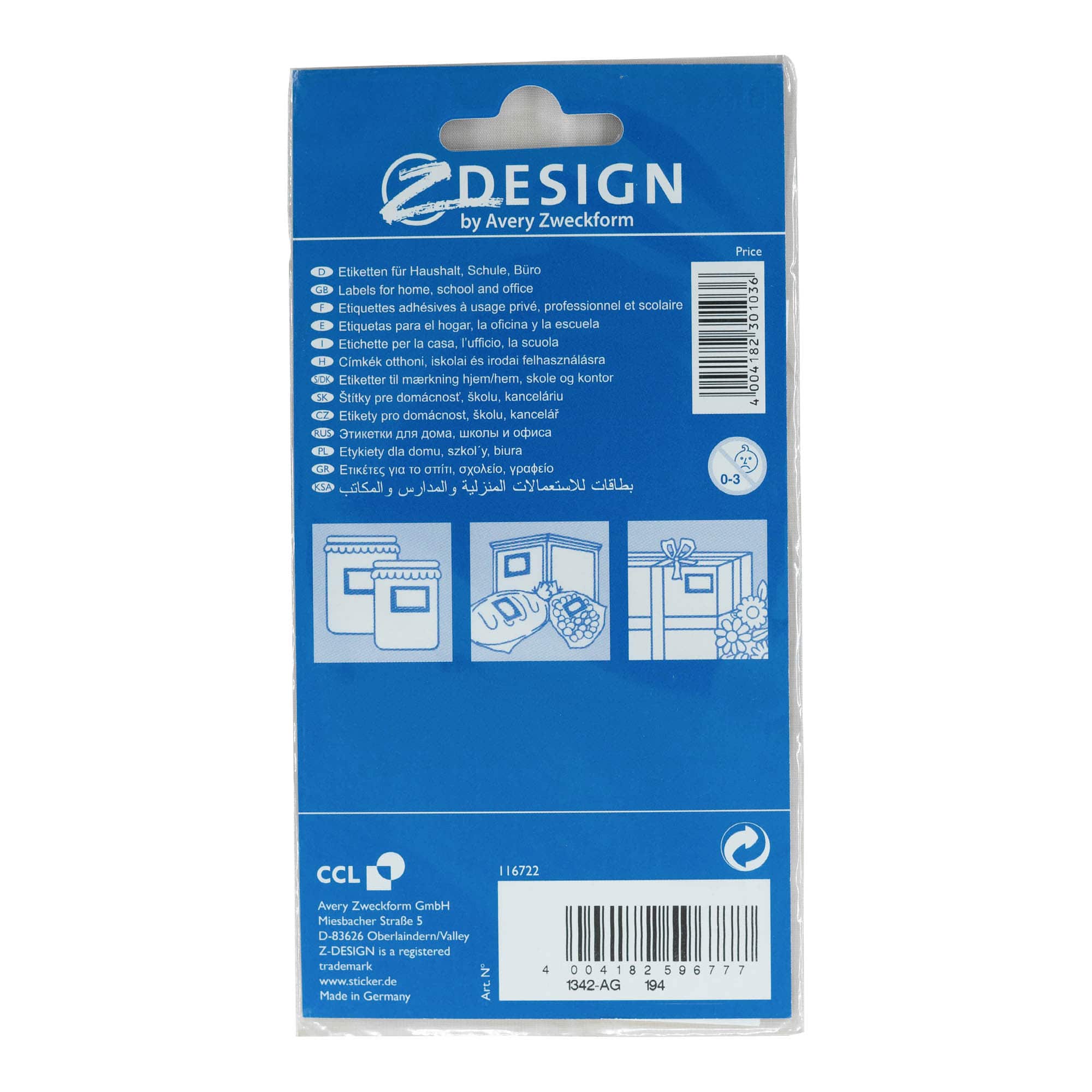 Zweckform Etichette 'Cesto di frutta', rettangolari, carta, multicolore