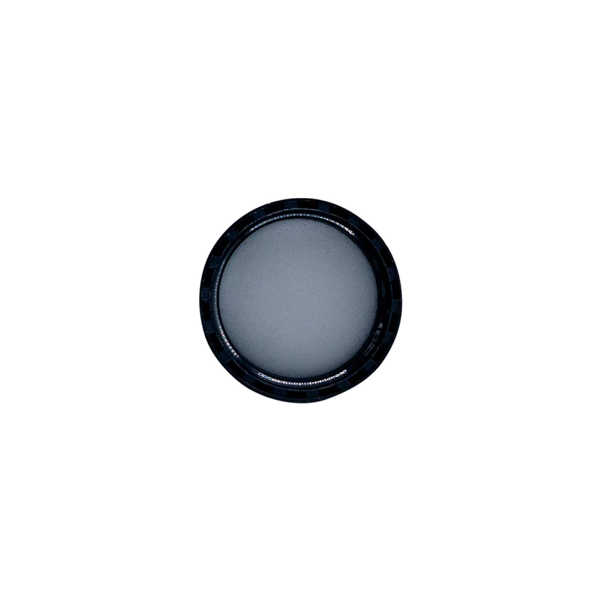 Tappo a vite con disco EPE, plastica PE, nero, per imboccatura: DIN 25