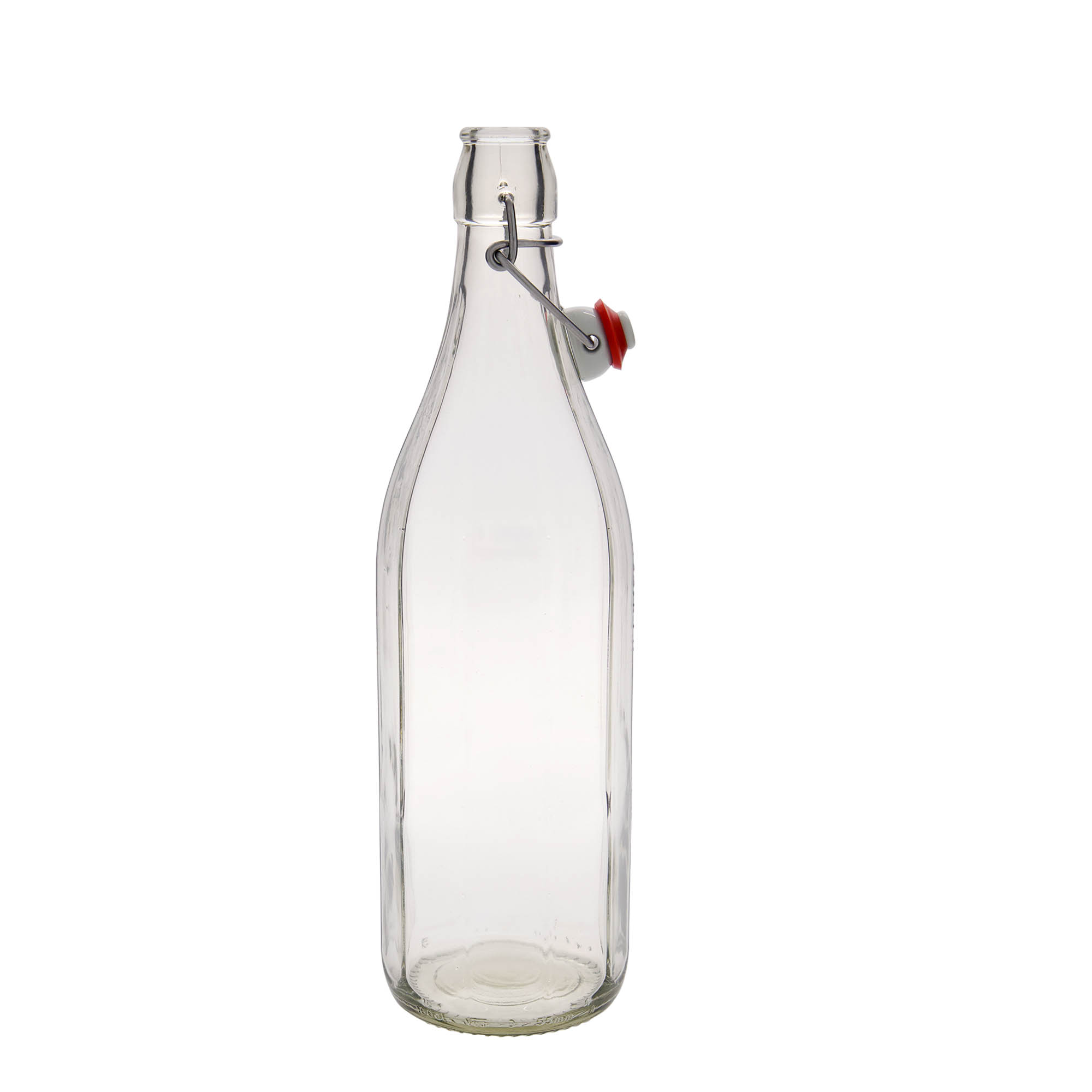 Bottiglia di vetro da 1.000 ml 'Bravo' #, decagonale, bocca: chiusura a gancio Bottiglia di vetro da 1.000 ml 'Bravo' #, decagonale, bocca: chiusura a gancio