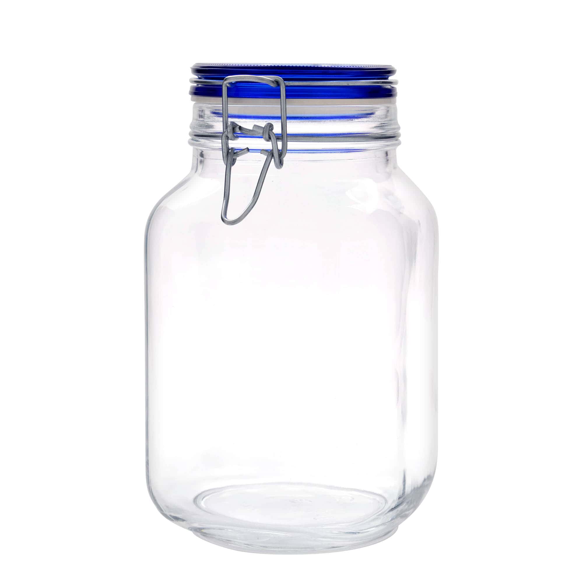 Barattolo con chiusura a filo 'Fido' da 2.000 ml, tappo blu, quadrato, apertura: chiusura a filo