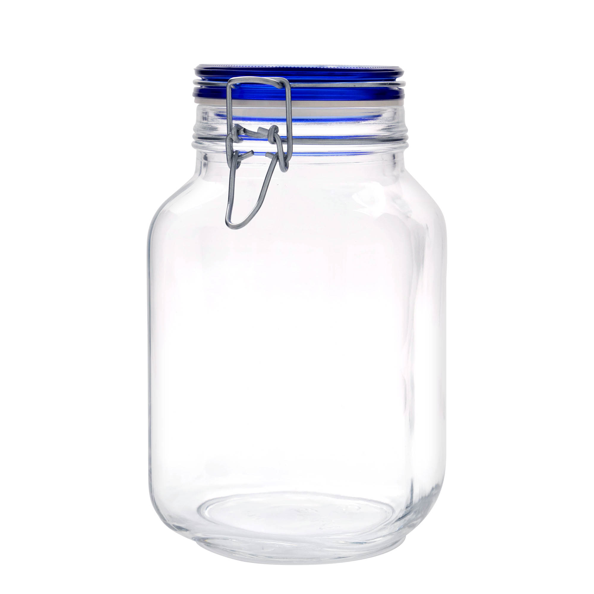 Barattolo con chiusura a filo 'Fido' da 2.000 ml, tappo blu, quadrato, apertura: chiusura a filo