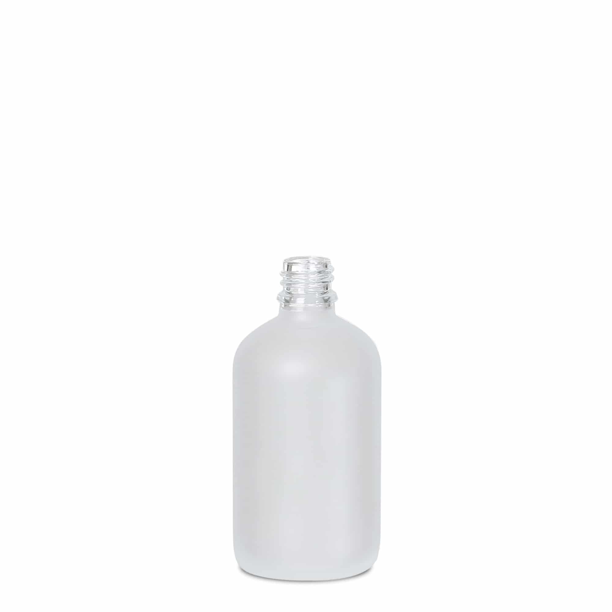 100 ml bottiglia medicinale, vetro, satinato, bocca: DIN 18