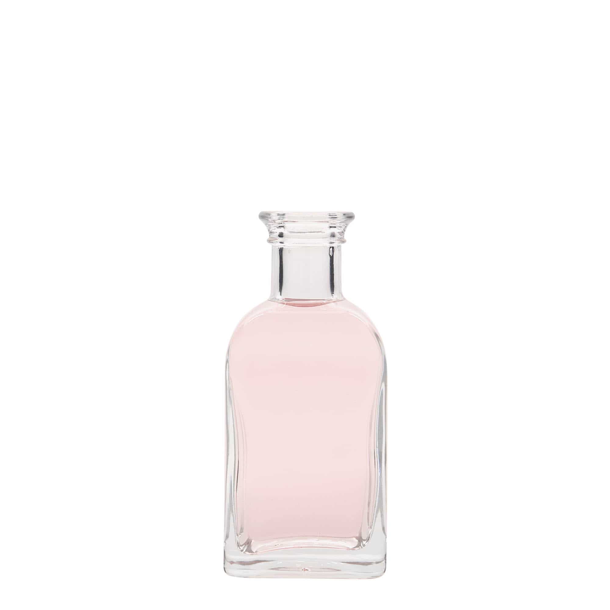 100 ml Bottiglia da farmacia 'Carré', vetro, quadrata, imboccatura: fascetta