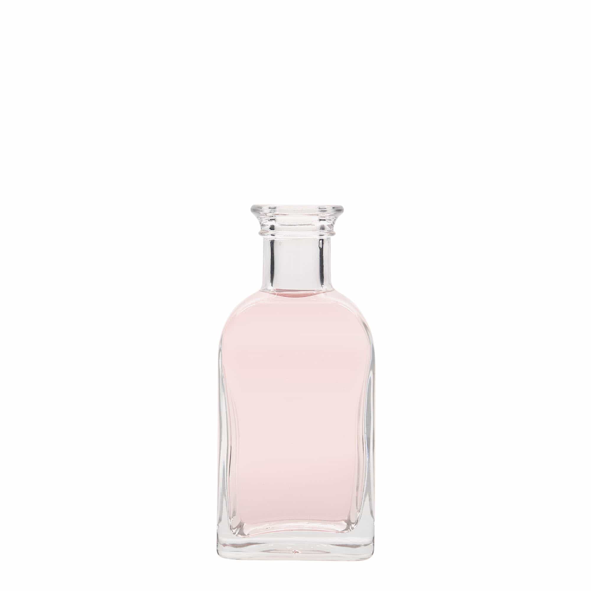 Bottiglia di vetro da 100 ml Apotheker Carré, quadrata, bocca: tappo di sughero