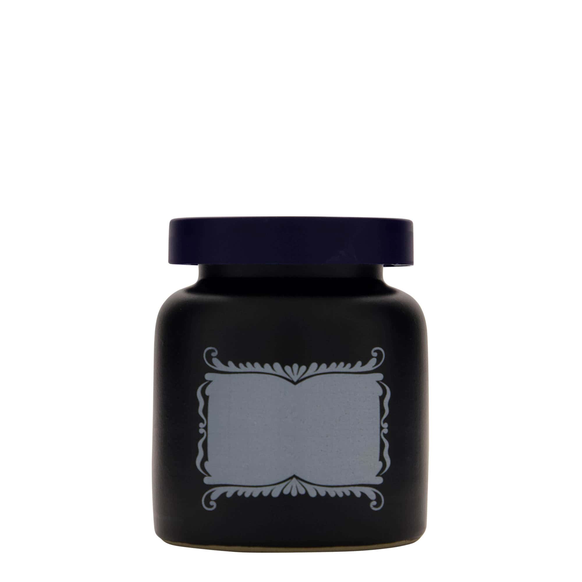 270 ml Vasetto in ceramica/grès, motivo: Etichetta, ceramica, nero, imboccatura: coperchio a calotta