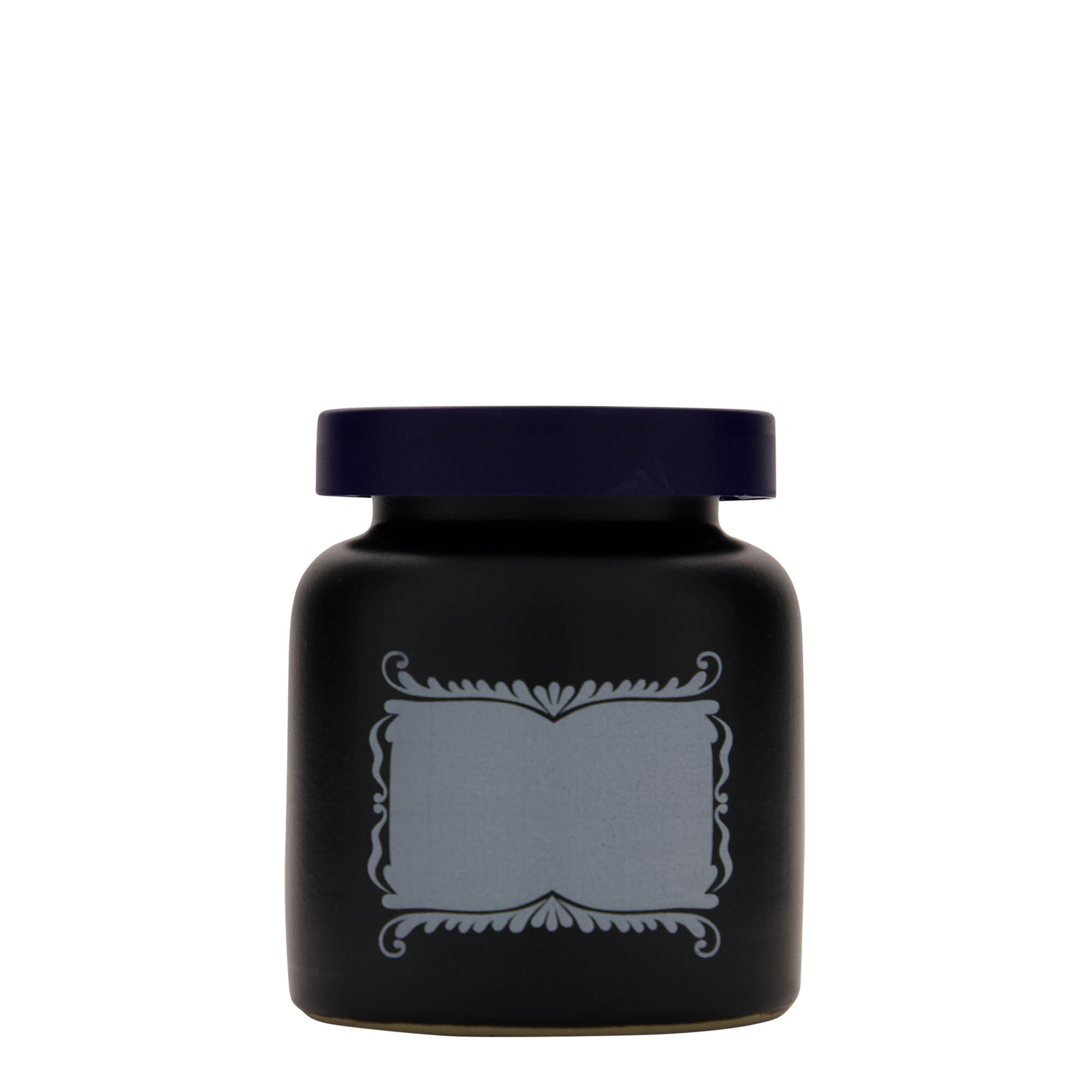 Vaso in gres da 270 ml, motivo: campo etichetta, ceramica, nero, bocca: coperchio a calotta Vaso in gres da 270 ml, motivo: campo etichetta, ceramica, nero, bocca: coperchio a calotta