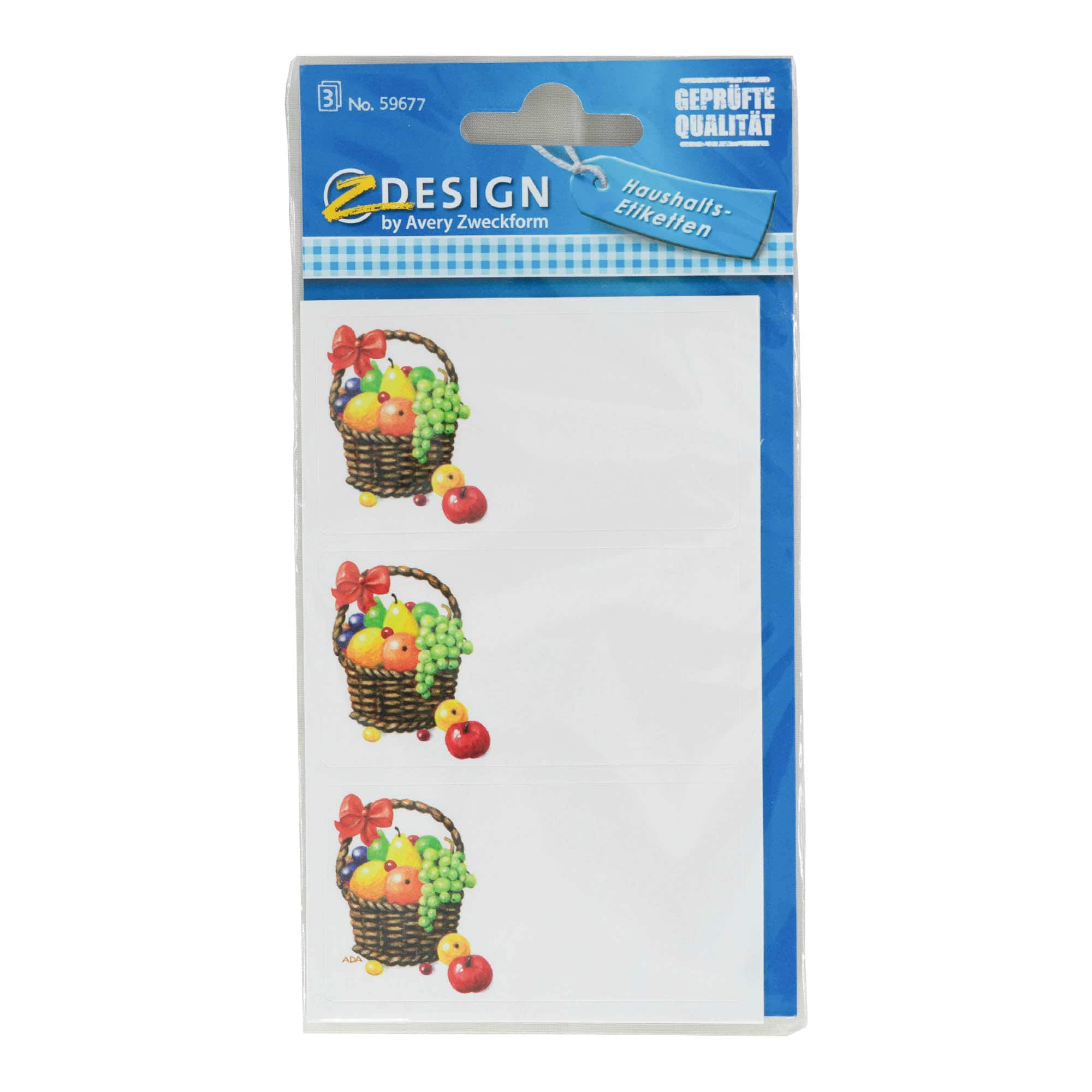 Zweckform Etichette 'Cesto di frutta', rettangolari, carta, multicolore