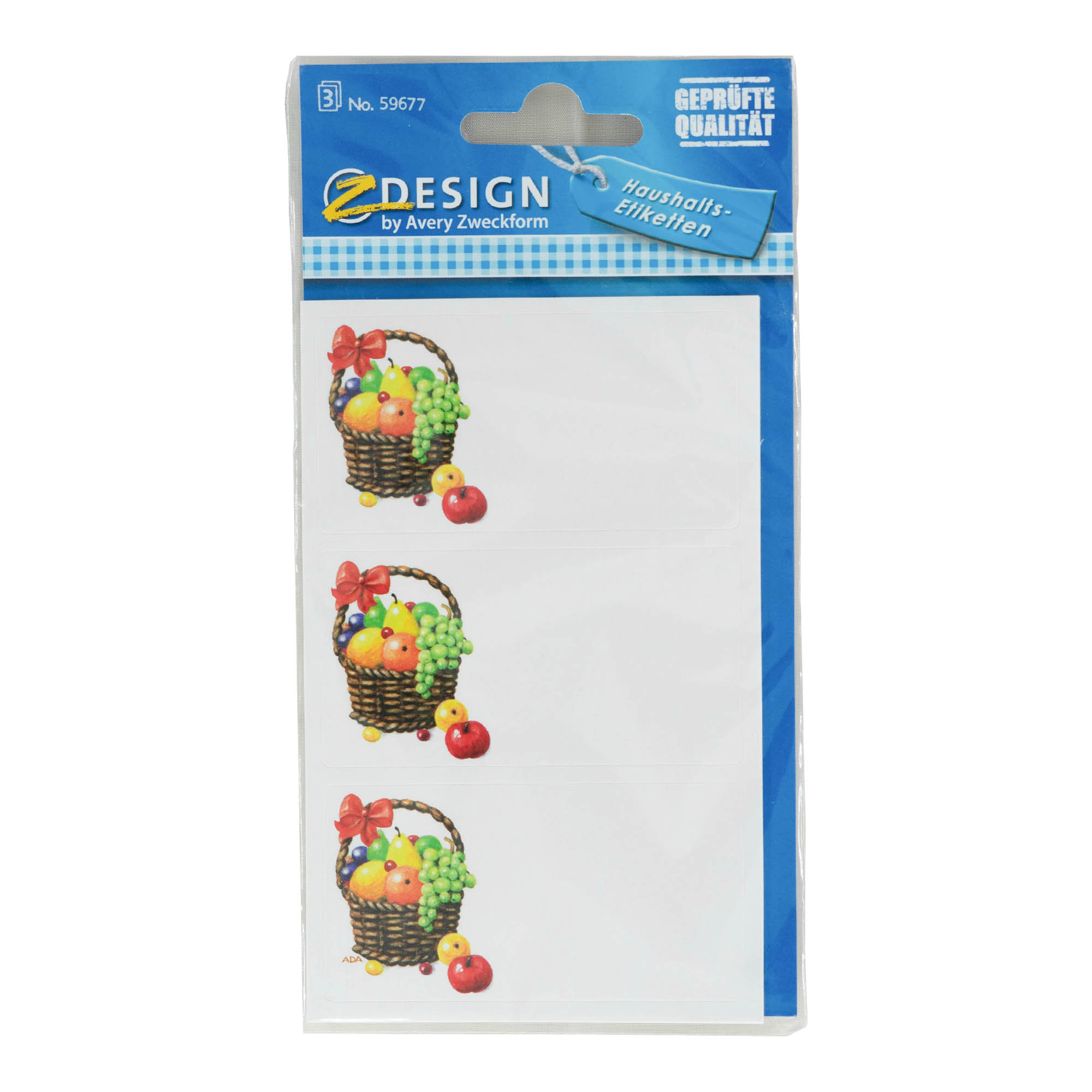Zweckform Etichette 'Cesto di frutta', rettangolari, carta, multicolore