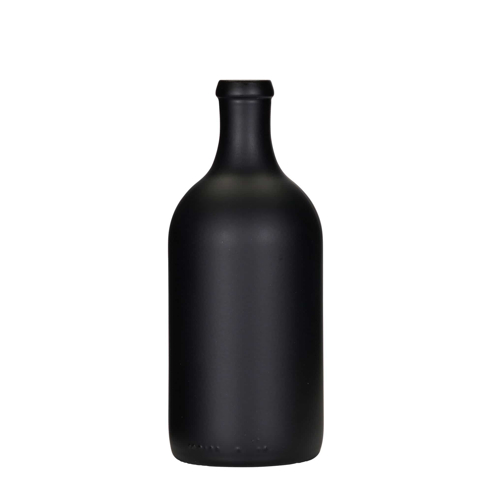 500 ml Bottiglia di vetro 'Ginevra Leggera', vetro, nero, imboccatura: fascetta 500 ml Bottiglia di vetro 'Ginevra Leggera', vetro, nero, imboccatura: fascetta