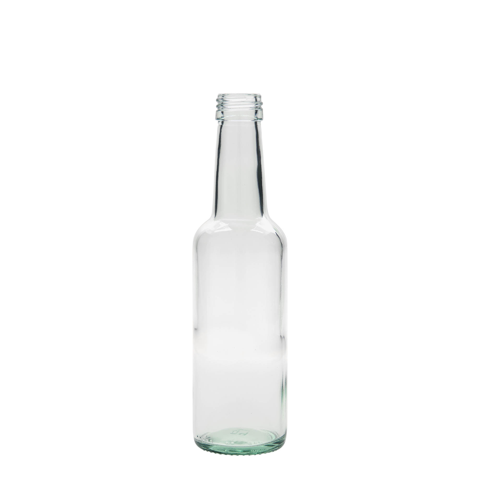 Bottiglia di vetro da 250 ml con collo dritto, bocca: PP 28 Bottiglia di vetro da 250 ml con collo dritto, bocca: PP 28