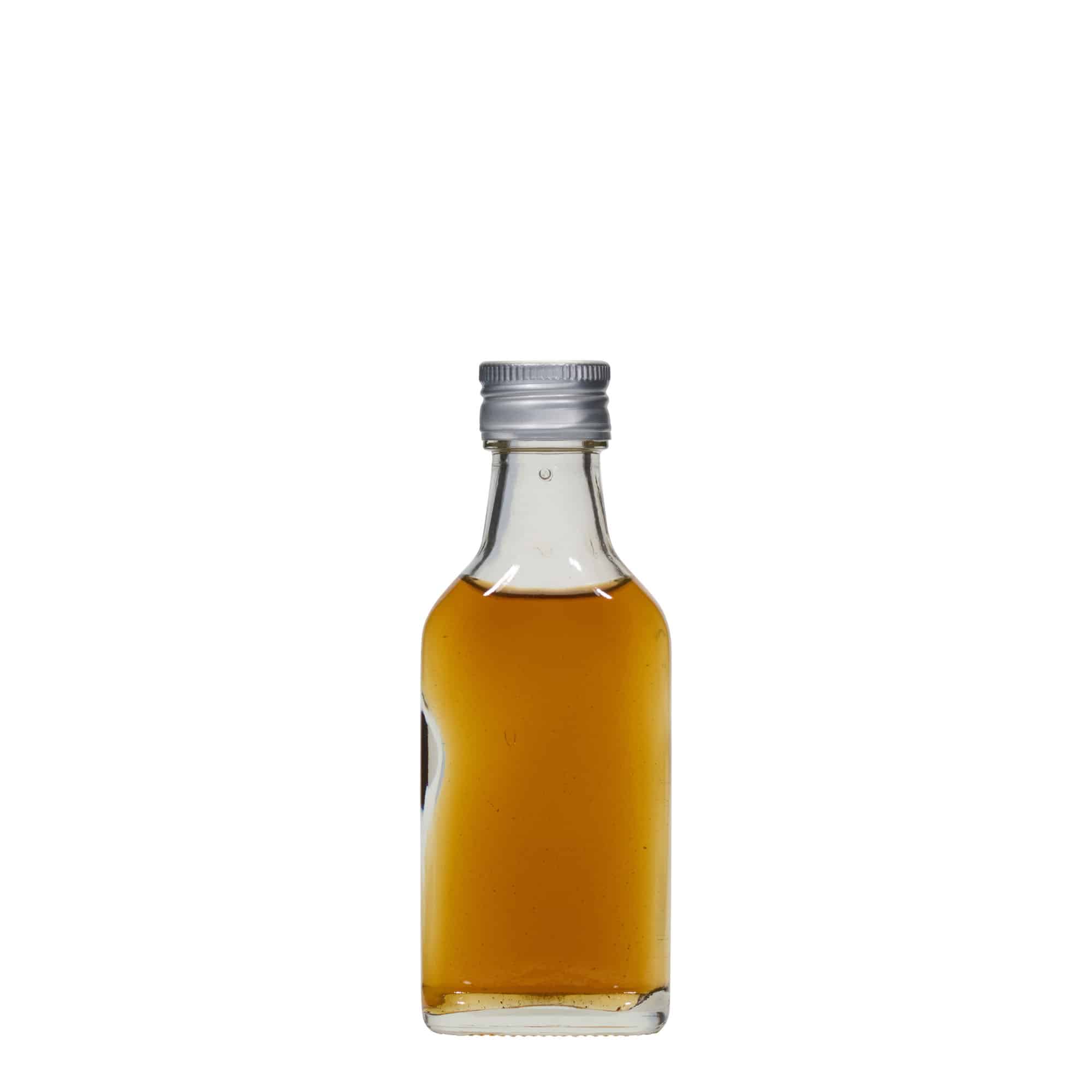 40 ml Fiaschetta tascabile, rettangolare, vetro, imboccatura: PP 22