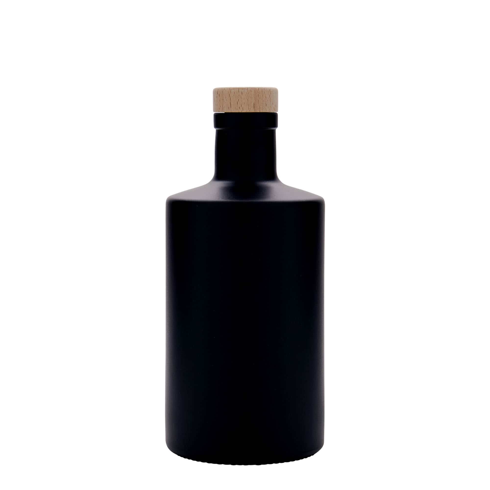 500 ml Bottiglia di vetro 'Caroline', nero, imboccatura: fascetta