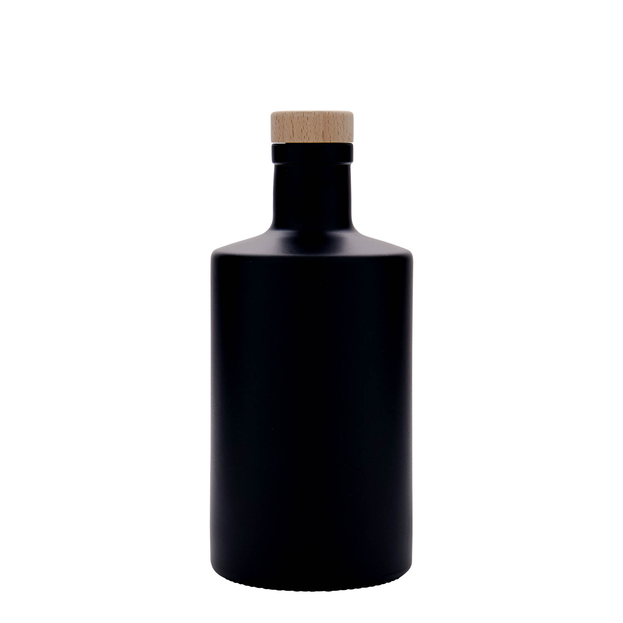 Bottiglia di vetro da 500 ml 'Caroline', nera, bocca: sughero