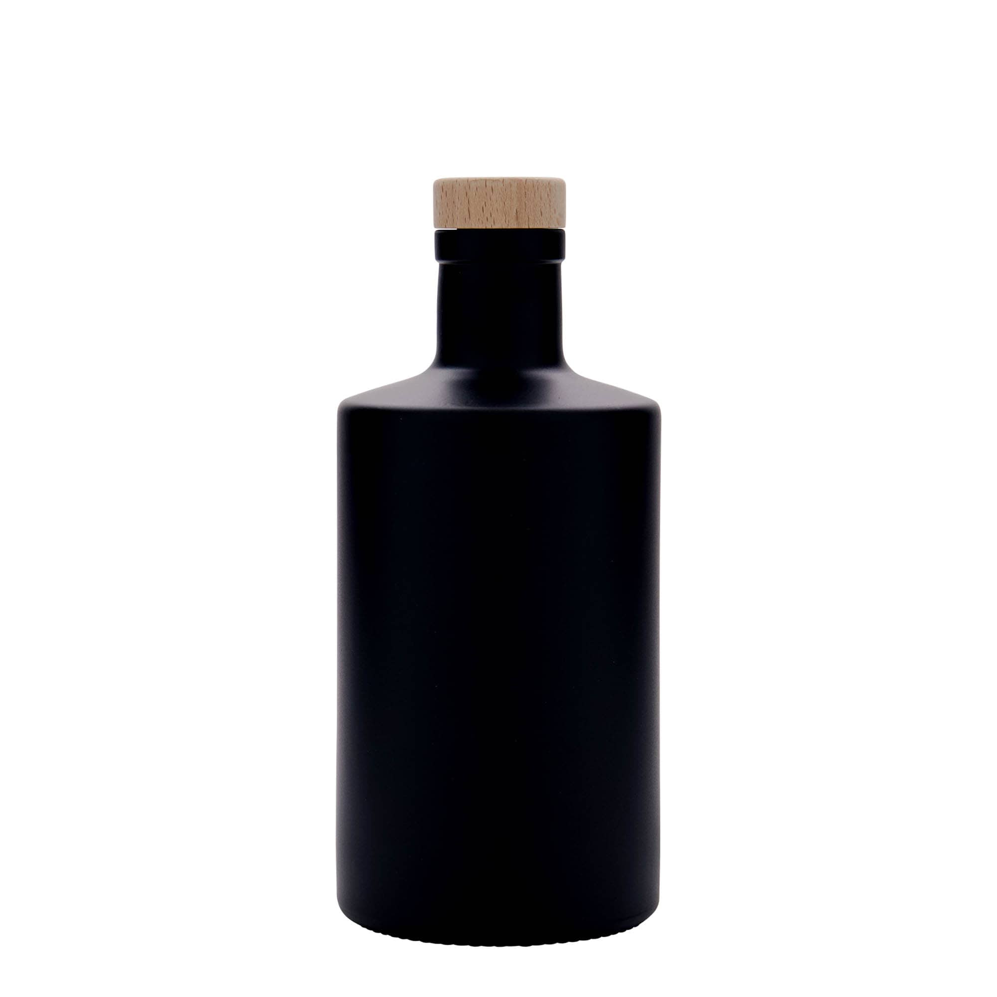 Bottiglia di vetro da 500 ml 'Caroline', nera, bocca: sughero
