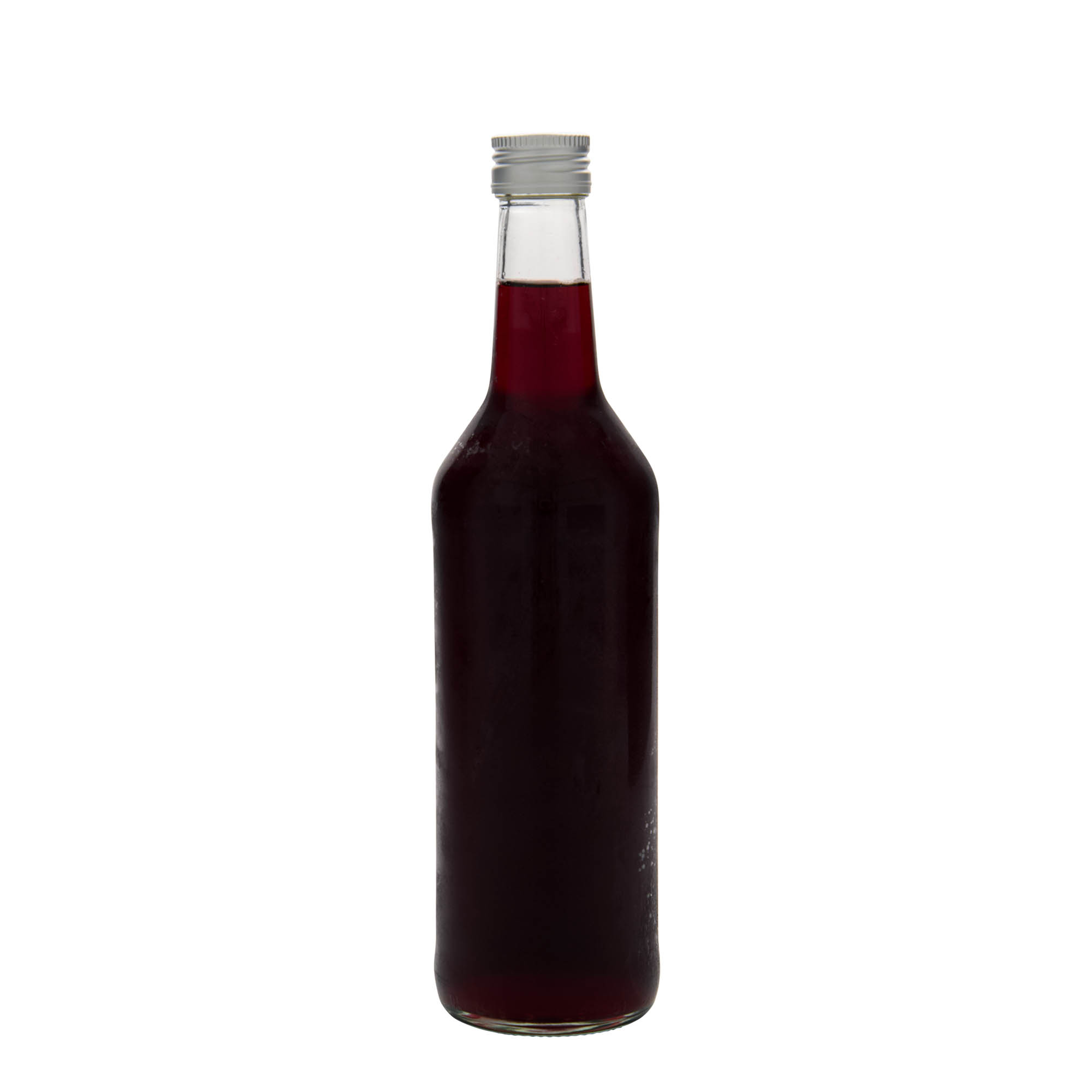 Bottiglia di vetro da 500 ml, collo dritto, bocca: PP 28 Bottiglia di vetro da 500 ml, collo dritto, bocca: PP 28