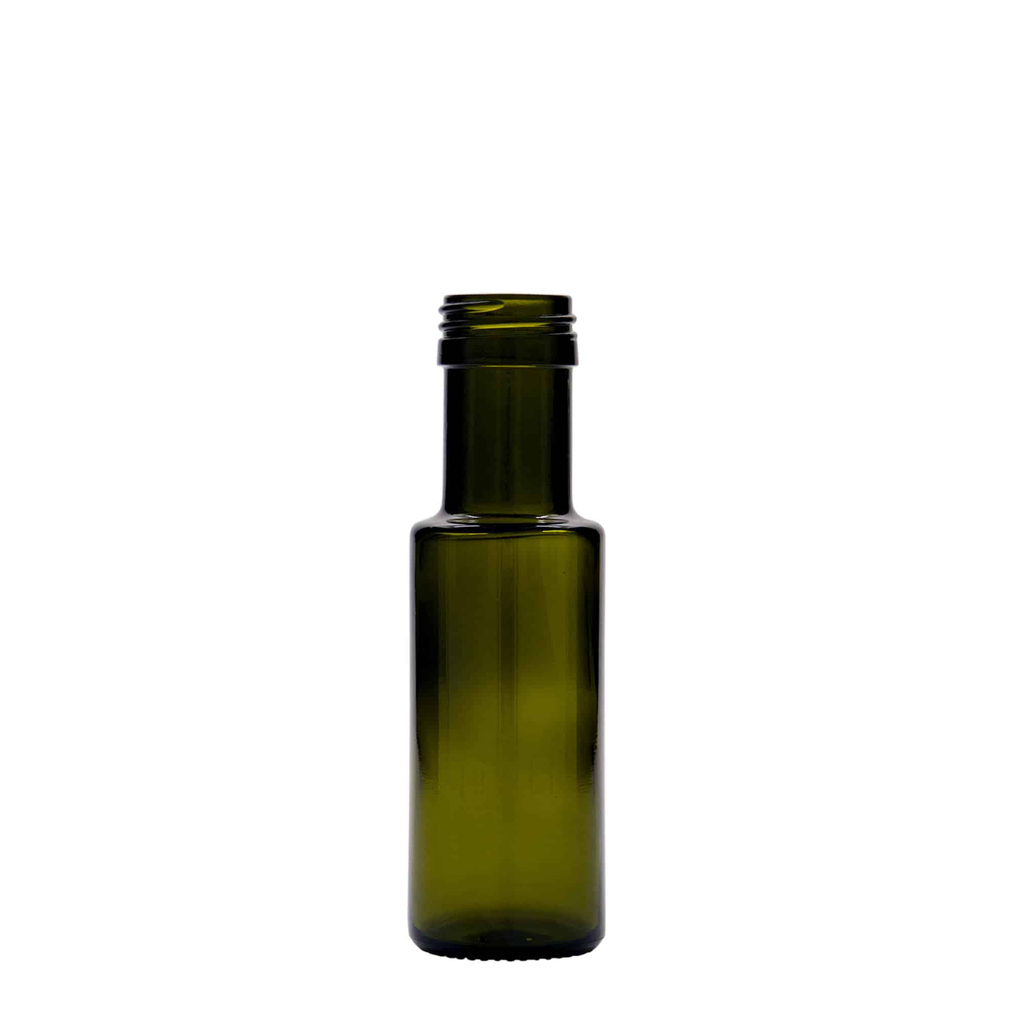 Bottiglia di vetro da 100 ml 'Dorica', verde antico, bocca: PP 31,5