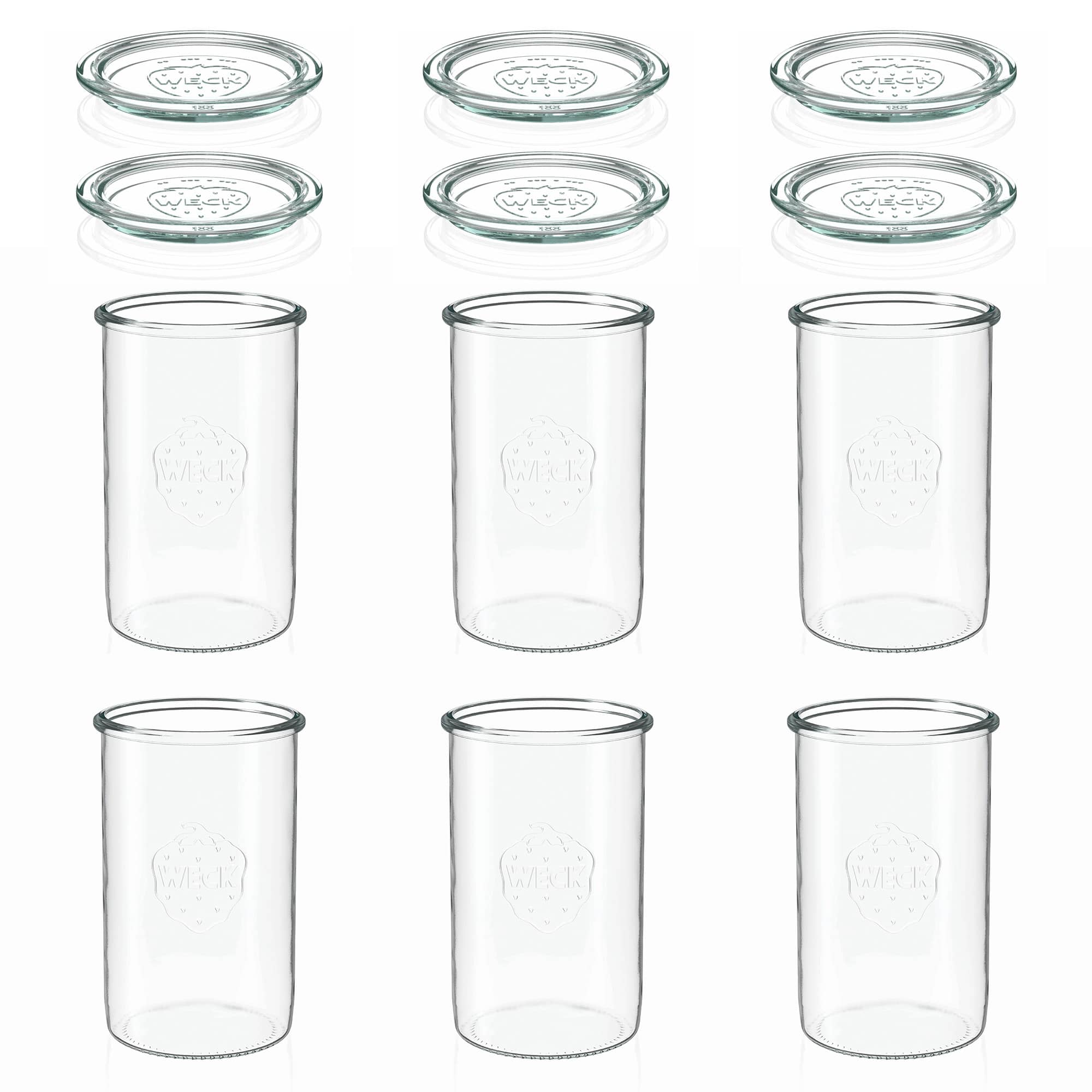 6x 1000 ml vaso WECK a bocca larga con coperchio in vetro RR 100