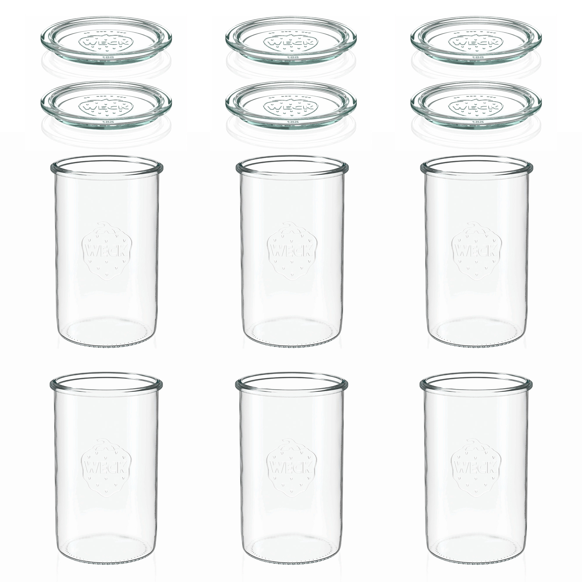 6x 1000 ml vaso WECK a bocca larga con coperchio in vetro RR 100