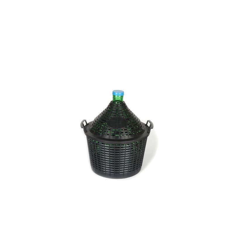 Bombola a pallone da 15 l, collo stretto, vetro, verde, bocca: coperchio a calotta