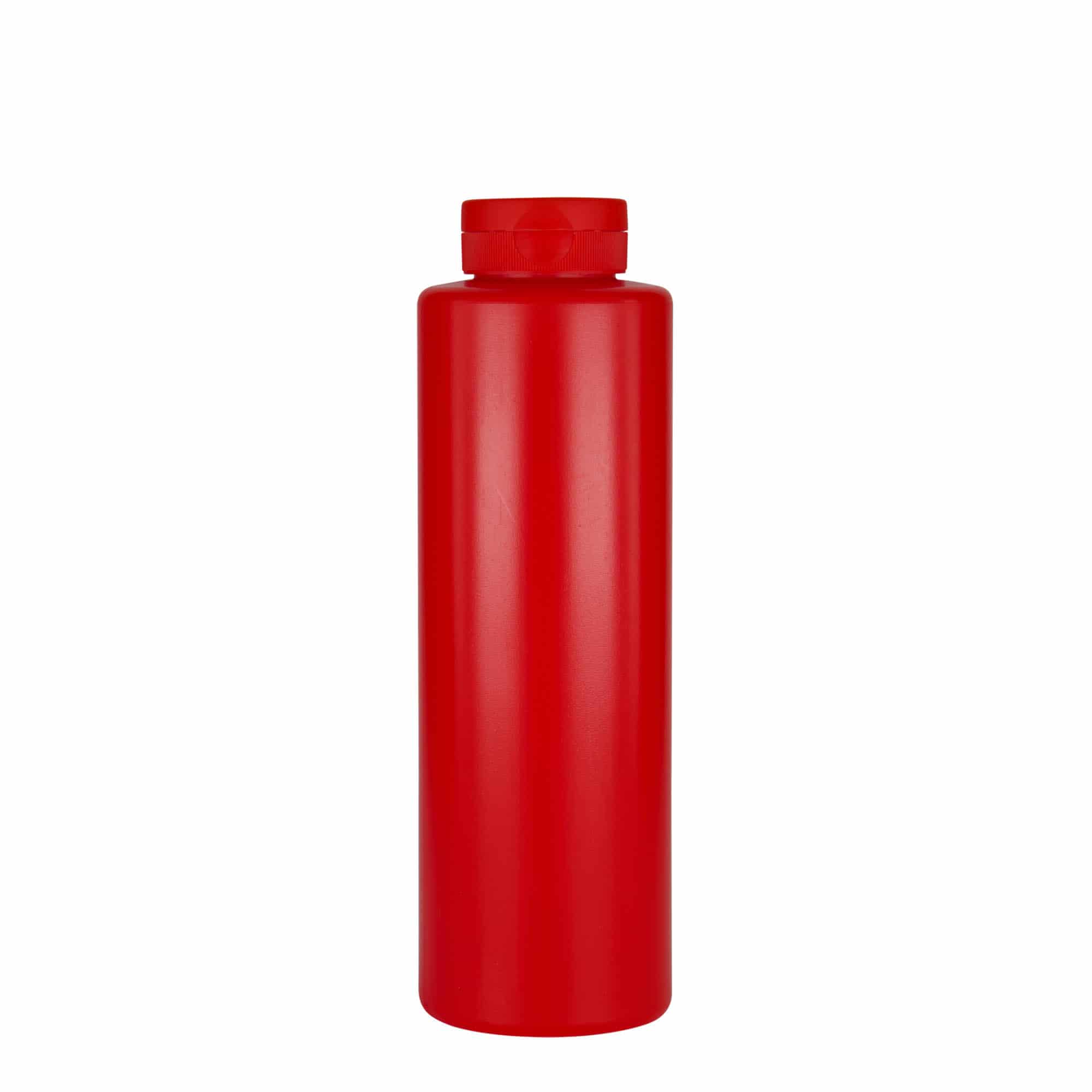 Bottiglia per salsa 500 ml, plastica LDPE, rossa, bocca: 38/400