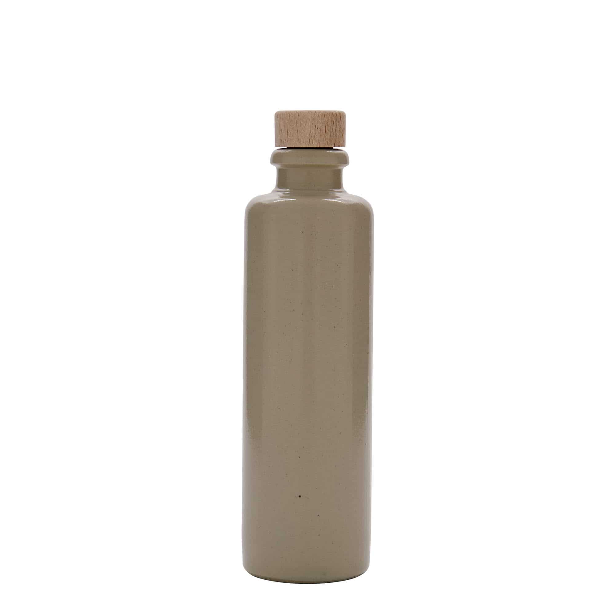 200 ml Bottiglia in ceramica, ceramica grès, beige, imboccatura: fascetta