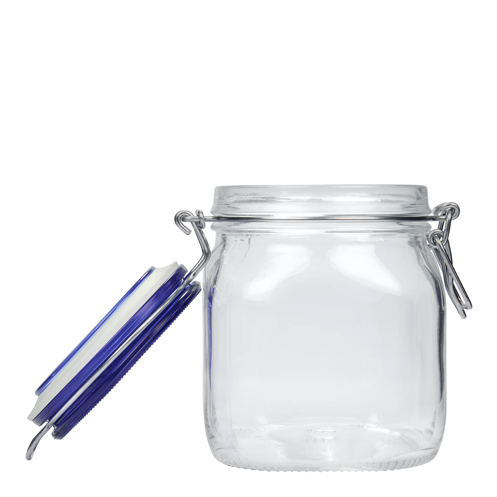750 ml barattolo con chiusura a gancio 'Fido' tappo blu, quadrato, bocca: chiusura a gancio 750 ml barattolo con chiusura a gancio 'Fido' tappo blu, quadrato, bocca: chiusura a gancio