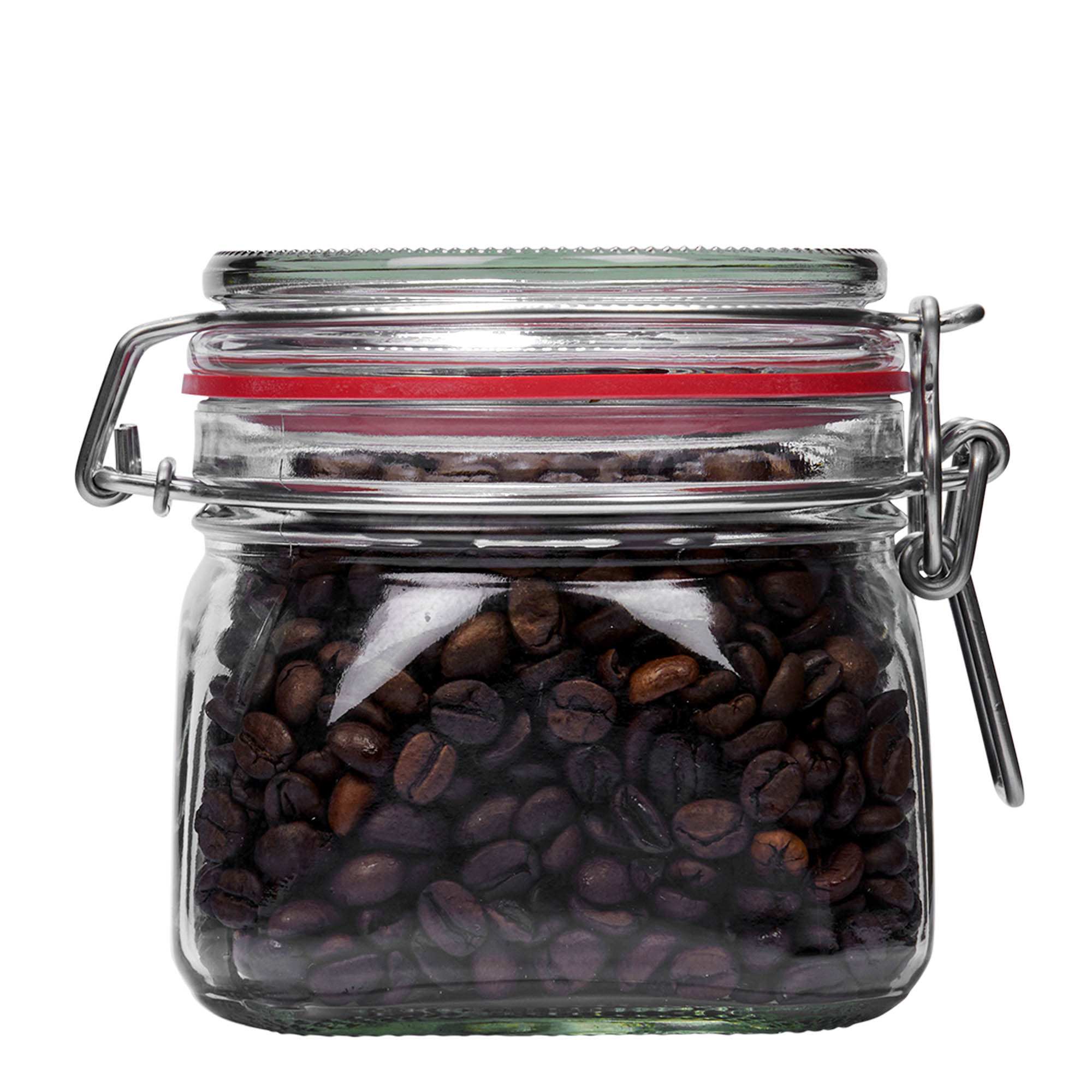 550 ml barattolo con chiusura a leva, quadrato, apertura: chiusura a leva