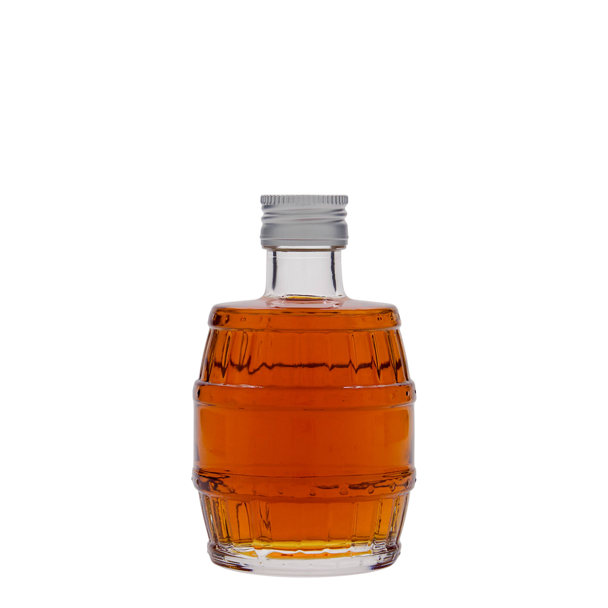 Bottiglia di vetro da 200 ml 'Barile', bocca: PP 28 Bottiglia di vetro da 200 ml 'Barile', bocca: PP 28