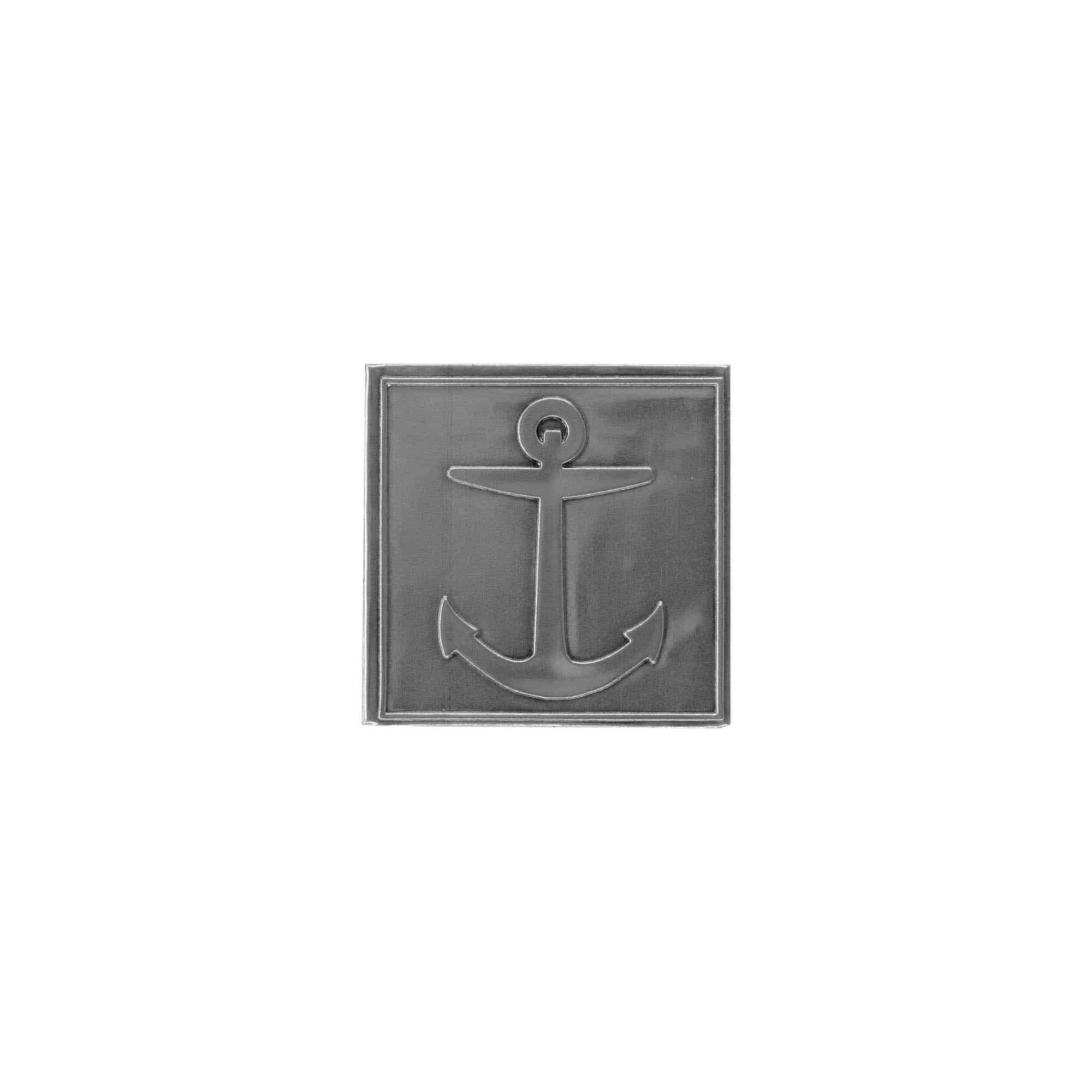 Etichetta metallica 'Ancora', quadrata, stagno, argento