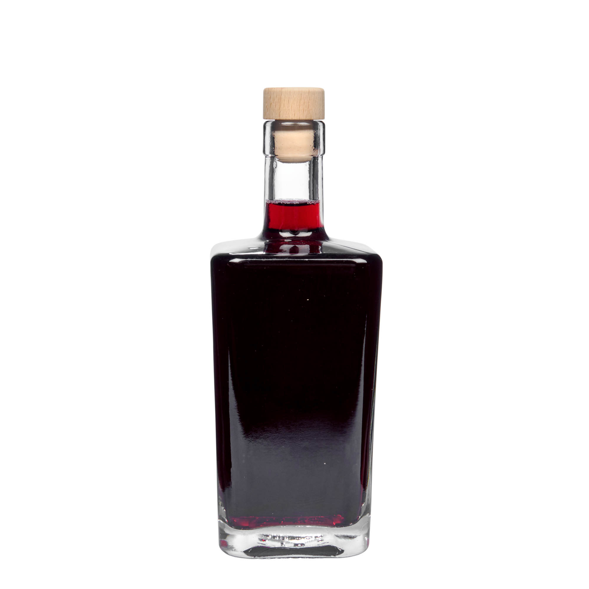 Bottiglia di vetro da 500 ml 'Noel', quadrata, bocca: sughero Bottiglia di vetro da 500 ml 'Noel', quadrata, bocca: sughero