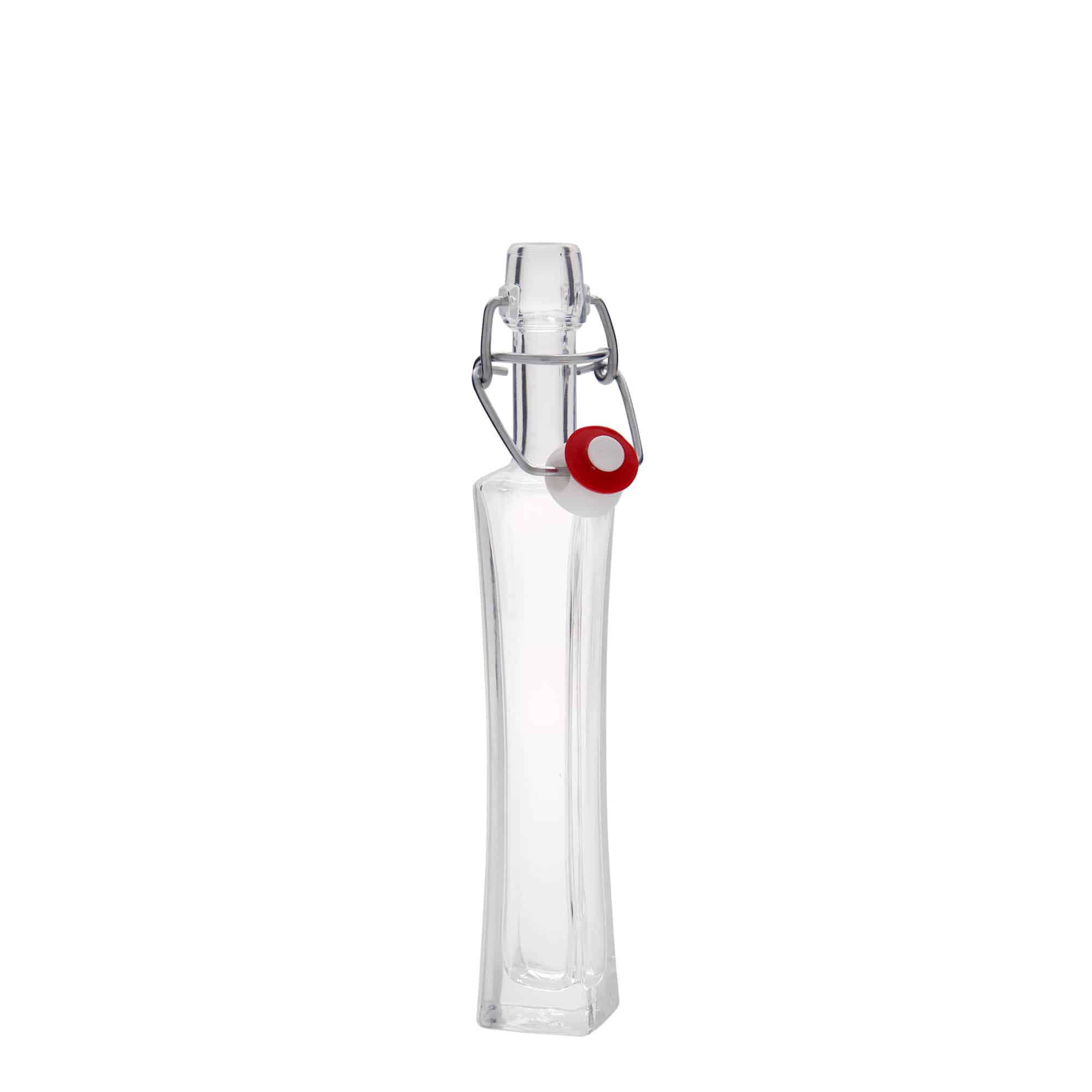 Bottiglia di vetro da 40 ml 'Koko', quadrata, bocca: chiusura a leva Bottiglia di vetro da 40 ml 'Koko', quadrata, bocca: chiusura a leva