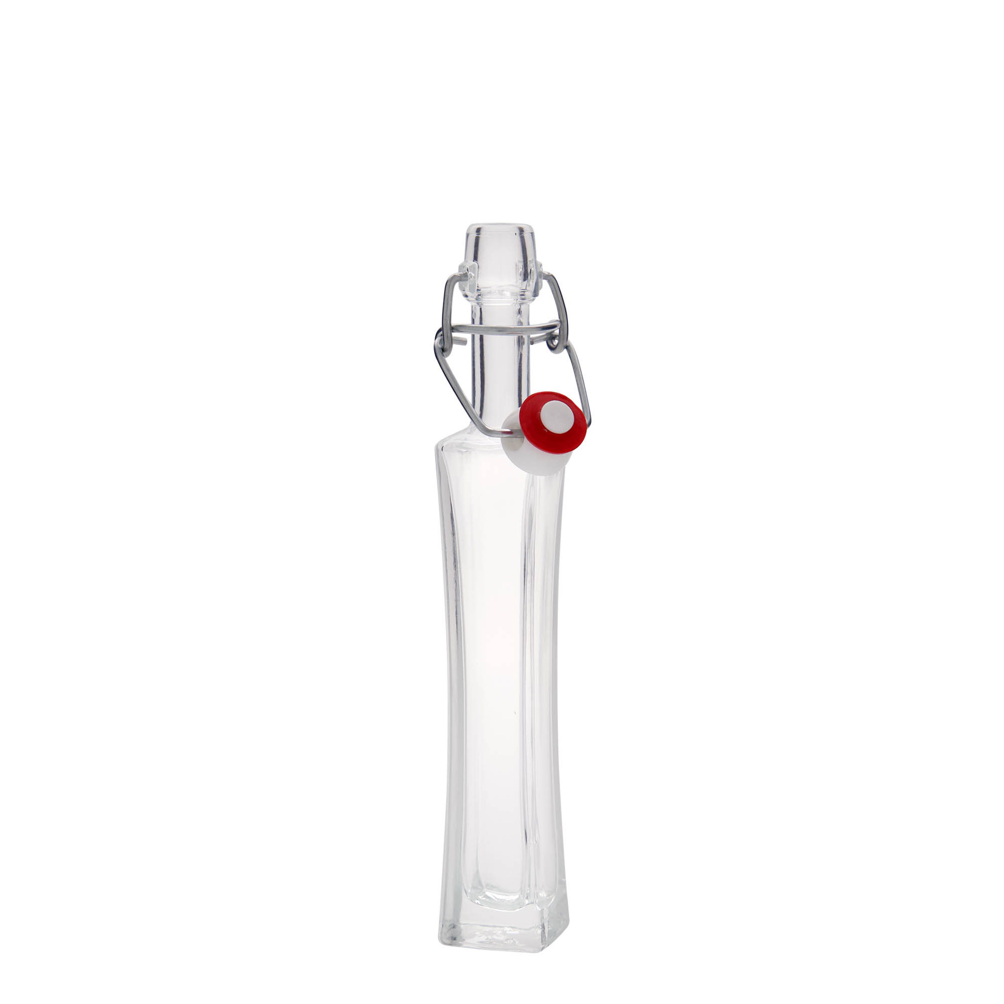 Bottiglia di vetro da 40 ml 'Koko', quadrata, bocca: chiusura a leva Bottiglia di vetro da 40 ml 'Koko', quadrata, bocca: chiusura a leva