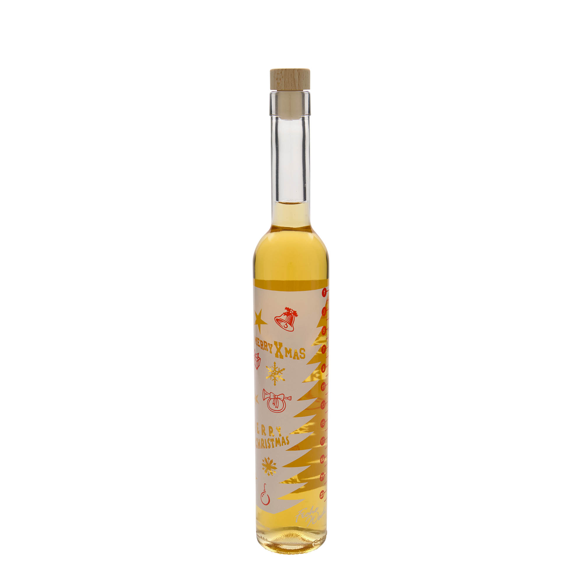 Bottiglia di vetro da 500 ml Maximo stampata 'Calendario dell'Avvento', bocca: sughero Bottiglia di vetro da 500 ml Maximo stampata 'Calendario dell'Avvento', bocca: sughero