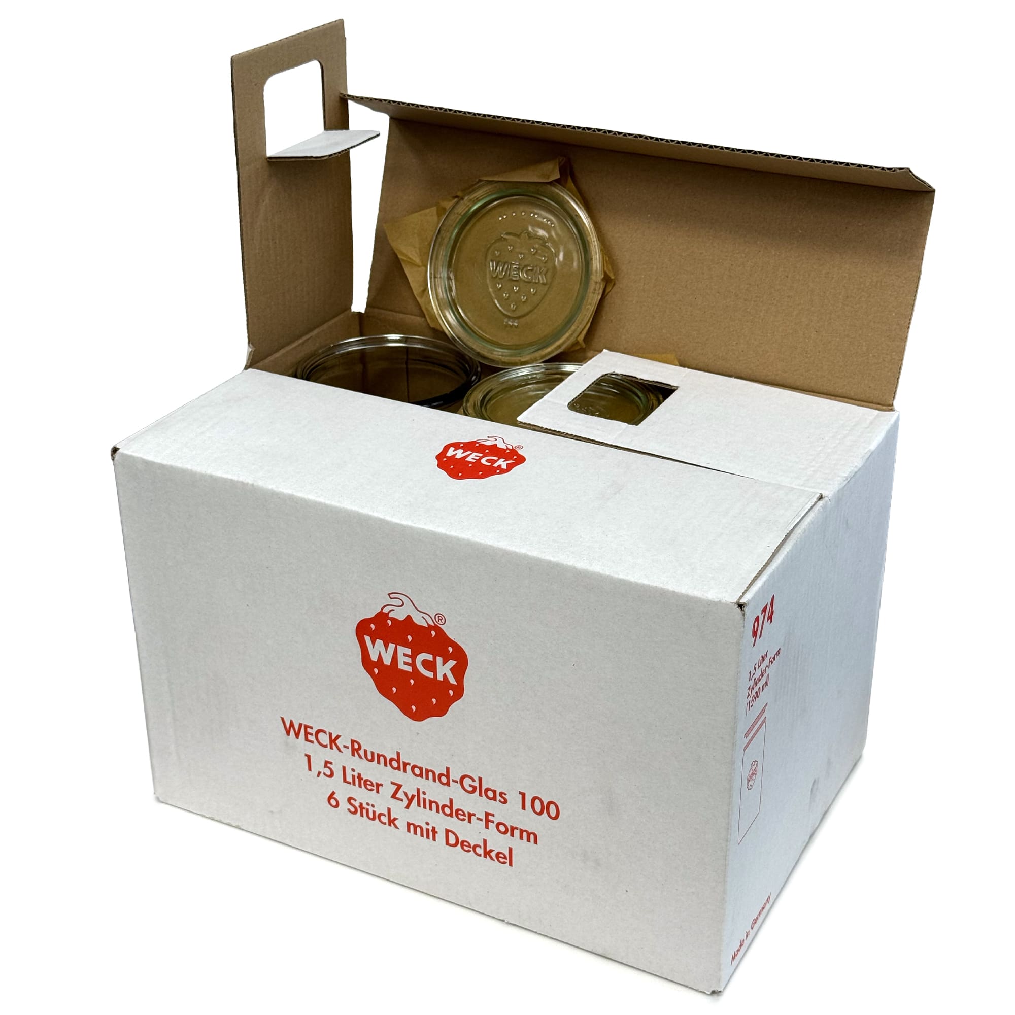 6x 1575 ml WECK barattolo cilindrico con coperchio in vetro RR 100