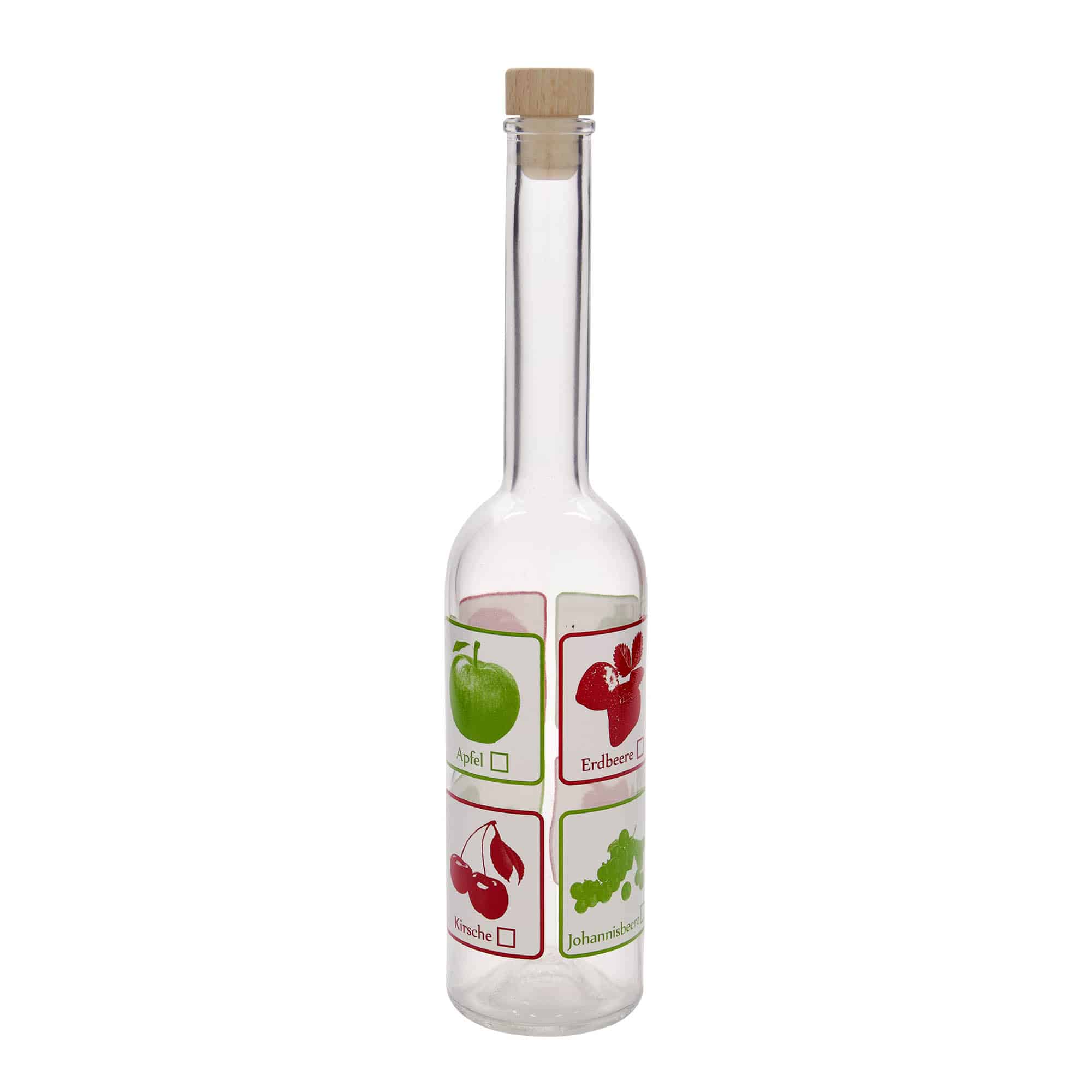 Bottiglia di vetro da 500 ml 'Opera', motivo: frutta, bocca: sughero
