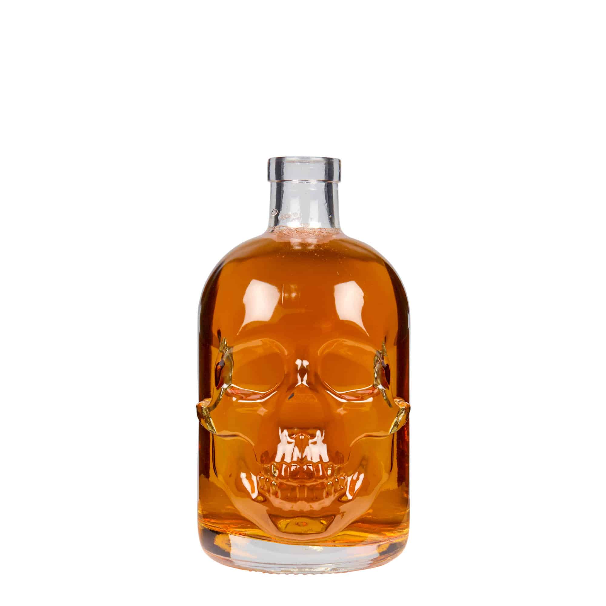 Bottiglia di vetro da 500 ml 'Teschio', bocca: sughero