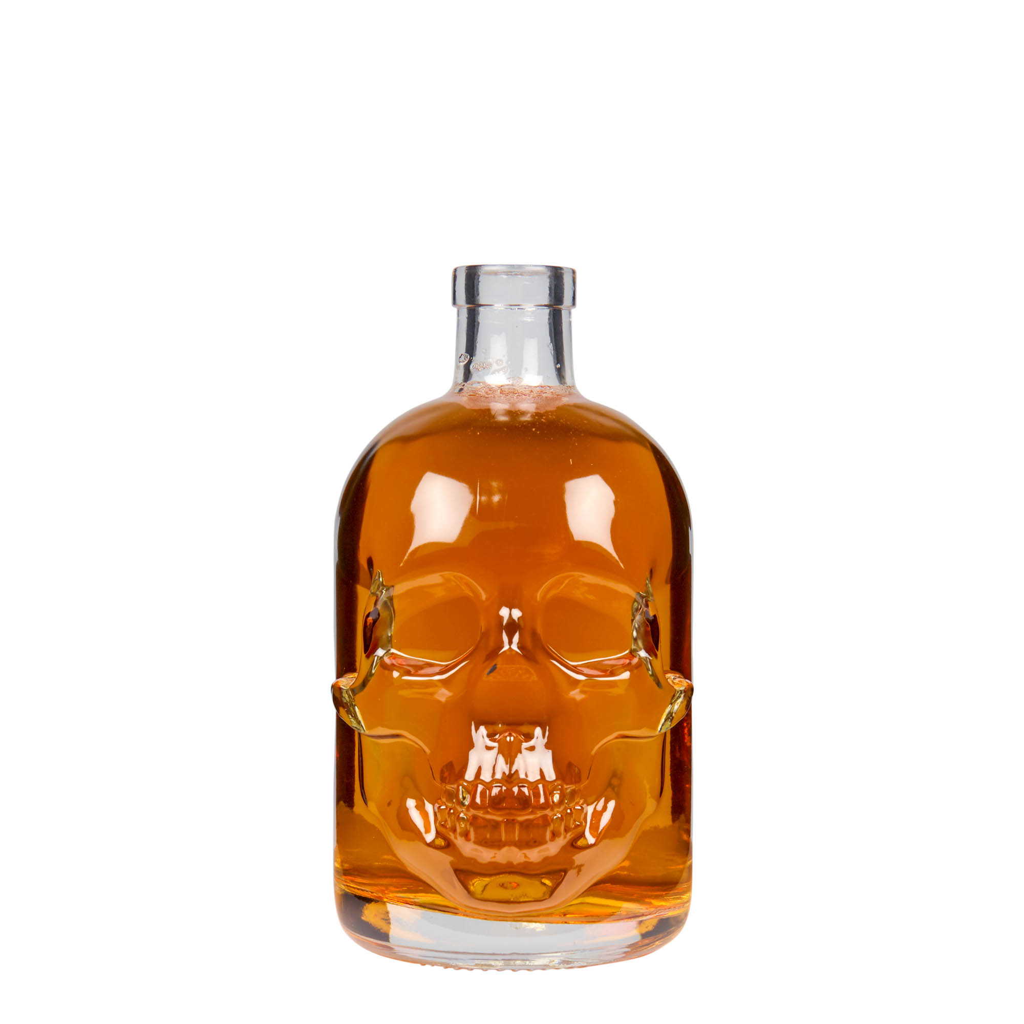 Bottiglia di vetro da 500 ml 'Teschio', bocca: sughero Bottiglia di vetro da 500 ml 'Teschio', bocca: sughero